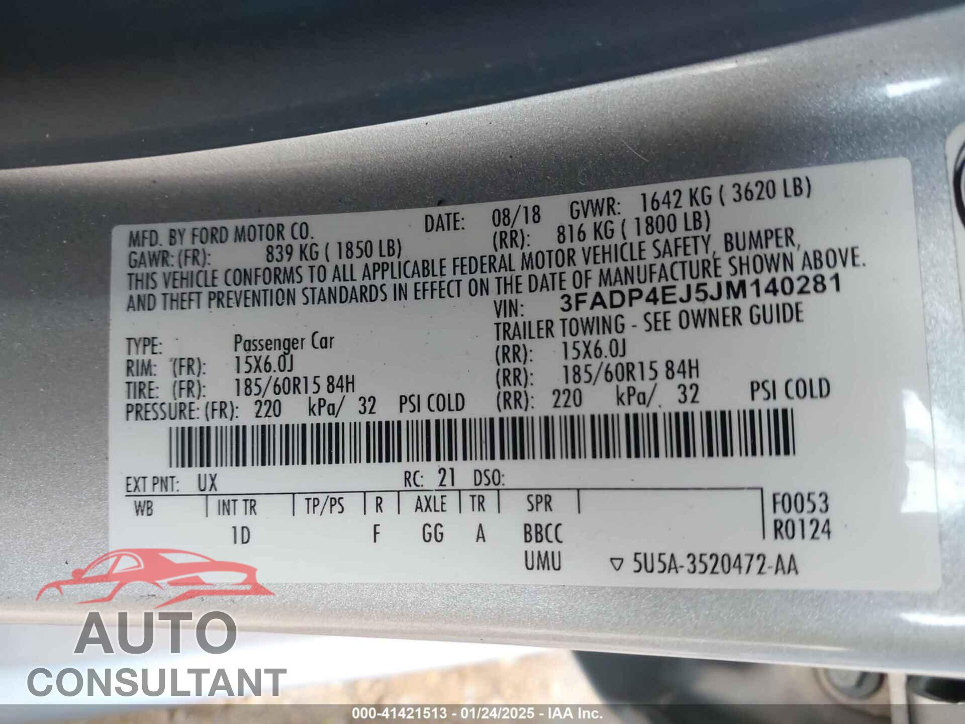 FORD FIESTA 2018 - 3FADP4EJ5JM140281