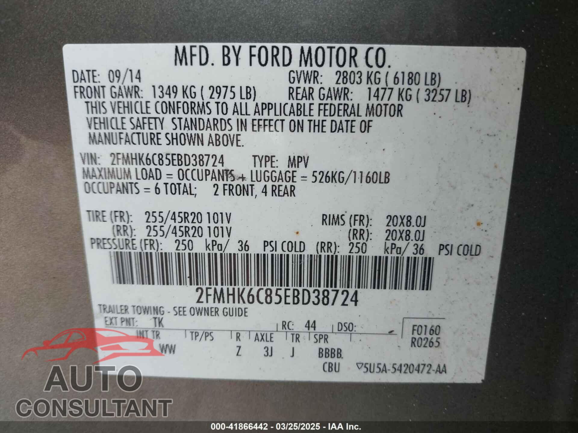 FORD FLEX 2014 - 2FMHK6C85EBD38724