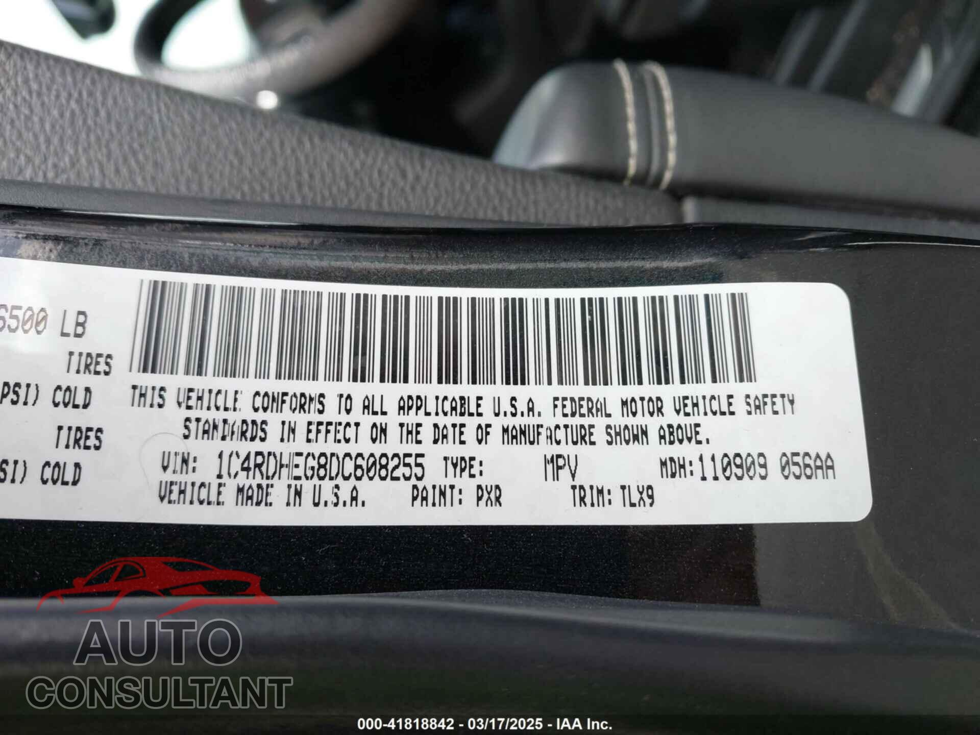DODGE DURANGO 2013 - 1C4RDHEG8DC608255