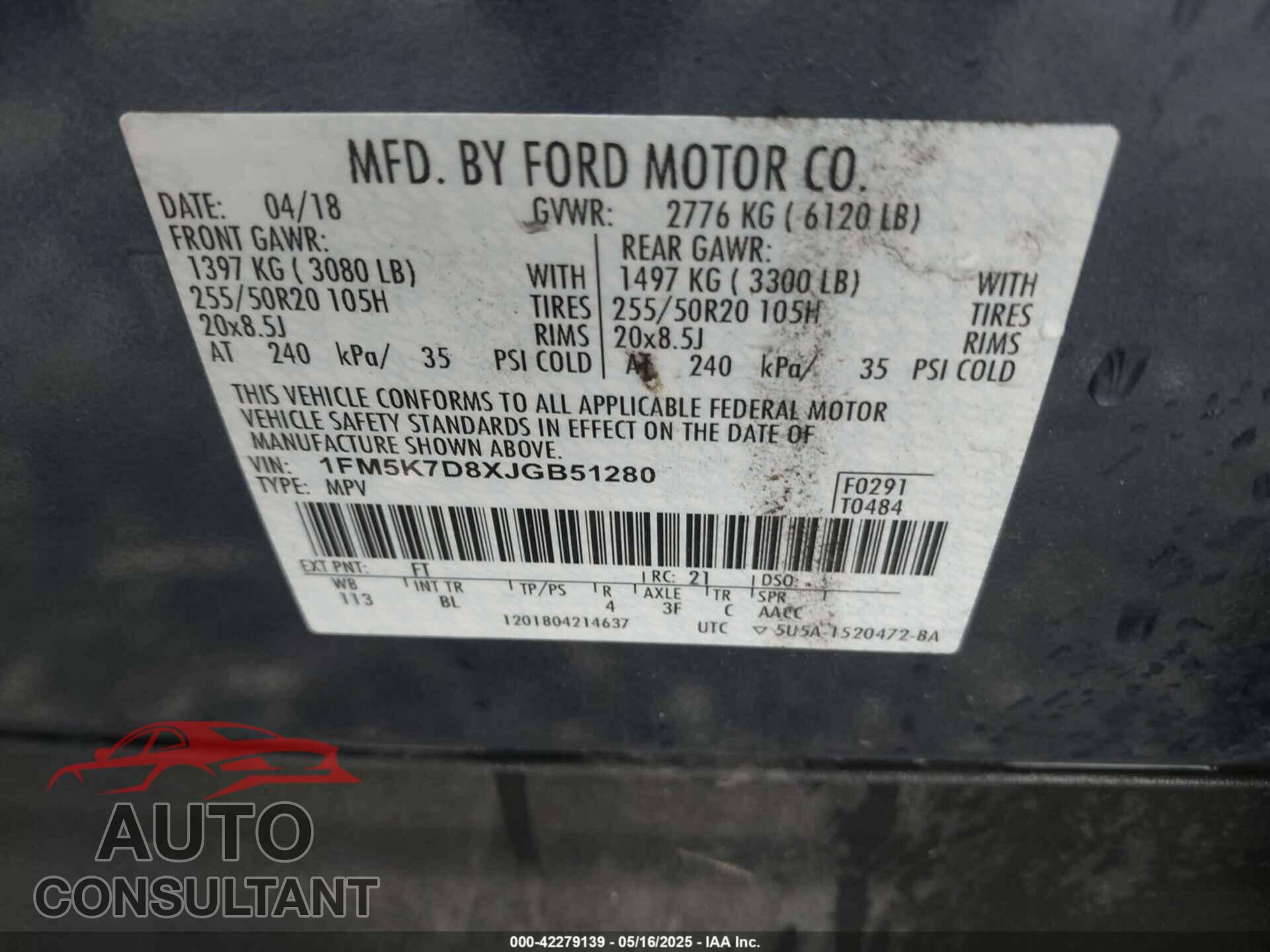 FORD EXPLORER 2018 - 1FM5K7D8XJGB51280