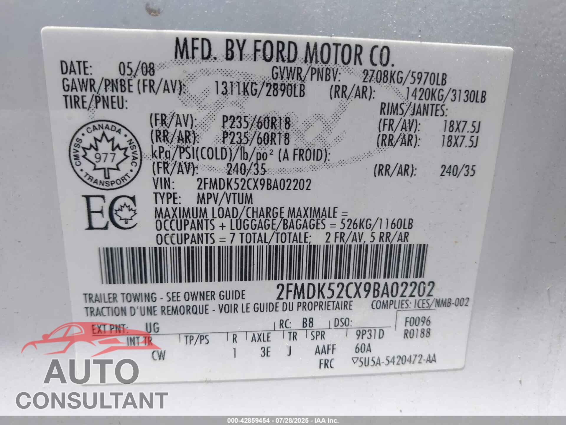 FORD FLEX 2009 - 2FMDK52CX9BA02202