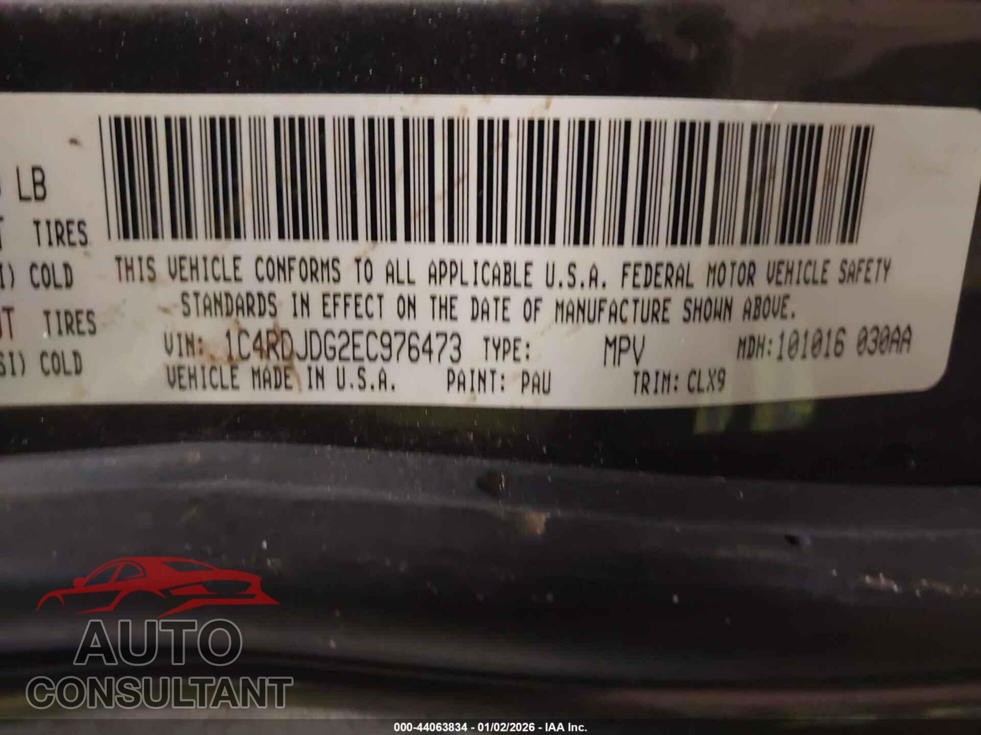 DODGE DURANGO 2014 - 1C4RDJDG2EC976473