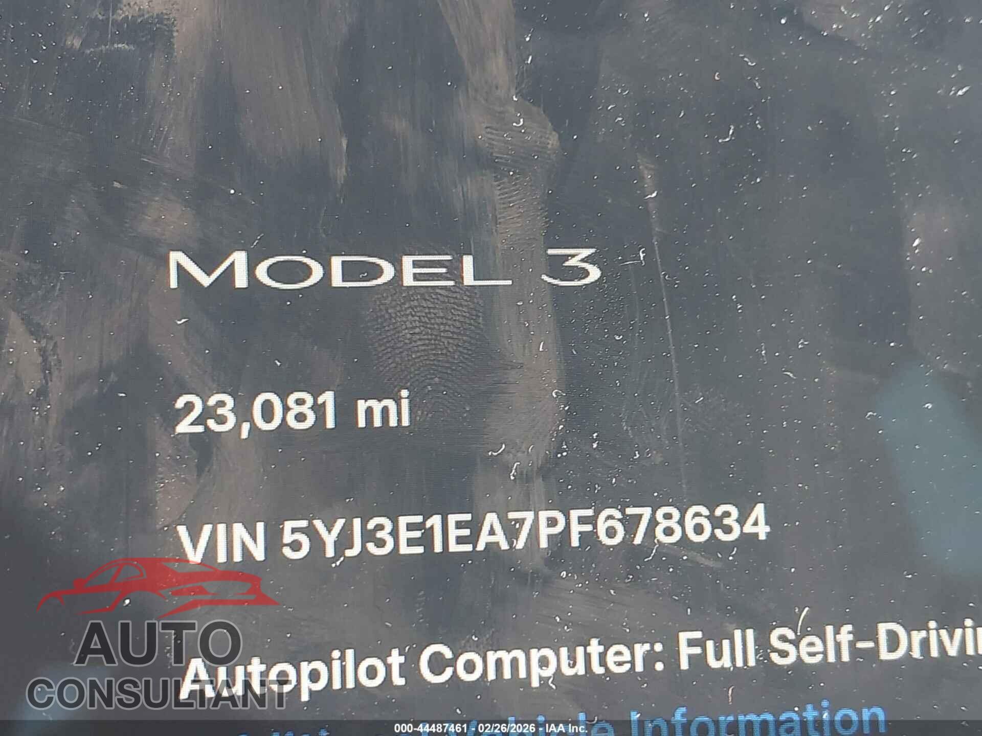 TESLA MODEL 3 2023 - 5YJ3E1EA7PF678634