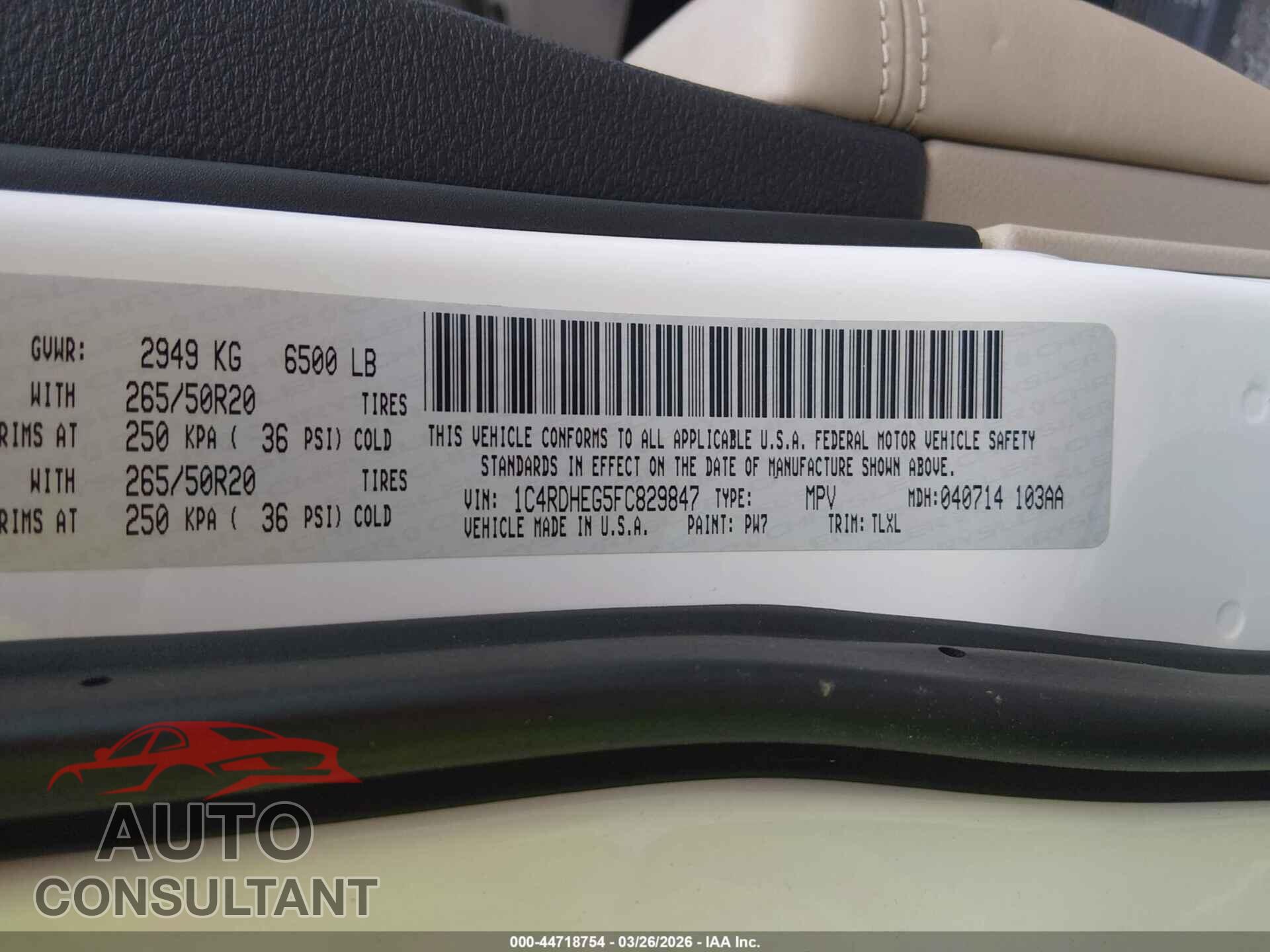 DODGE DURANGO 2015 - 1C4RDHEG5FC829847