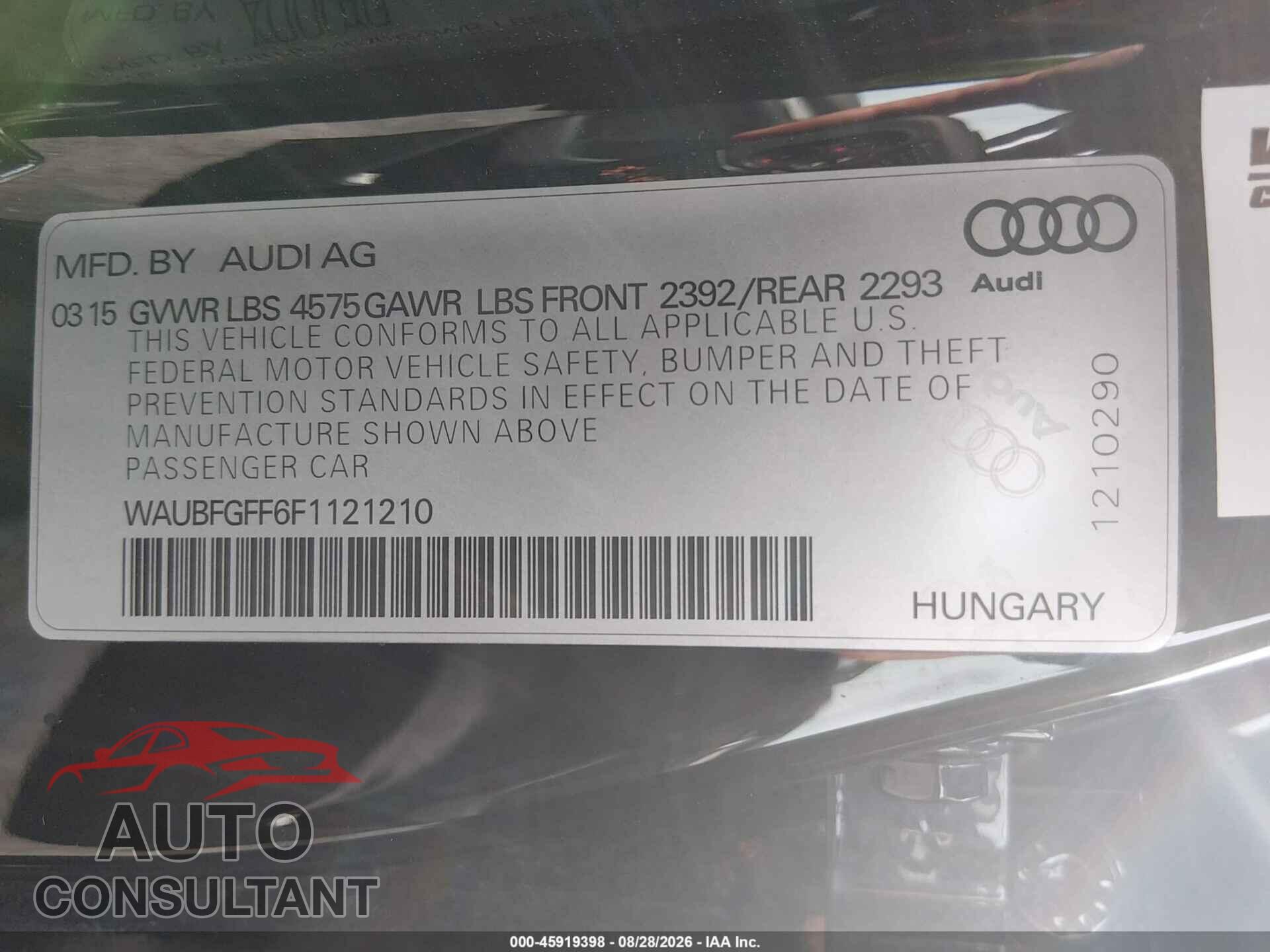 AUDI A3 2015 - WAUBFGFF6F1121210