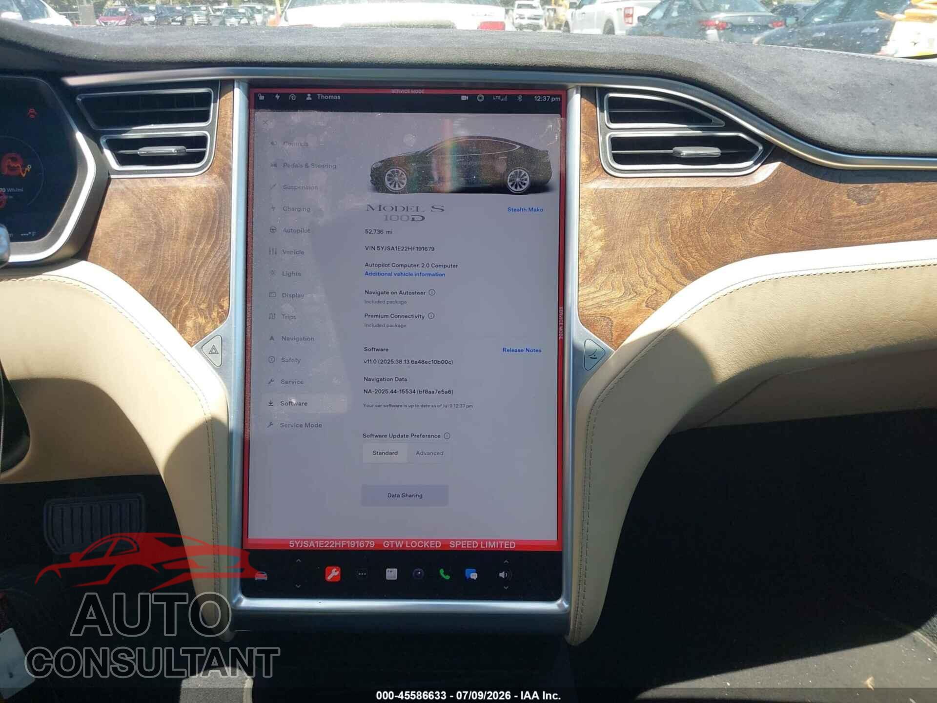 TESLA MODEL S 2017 - 5YJSA1E22HF191679