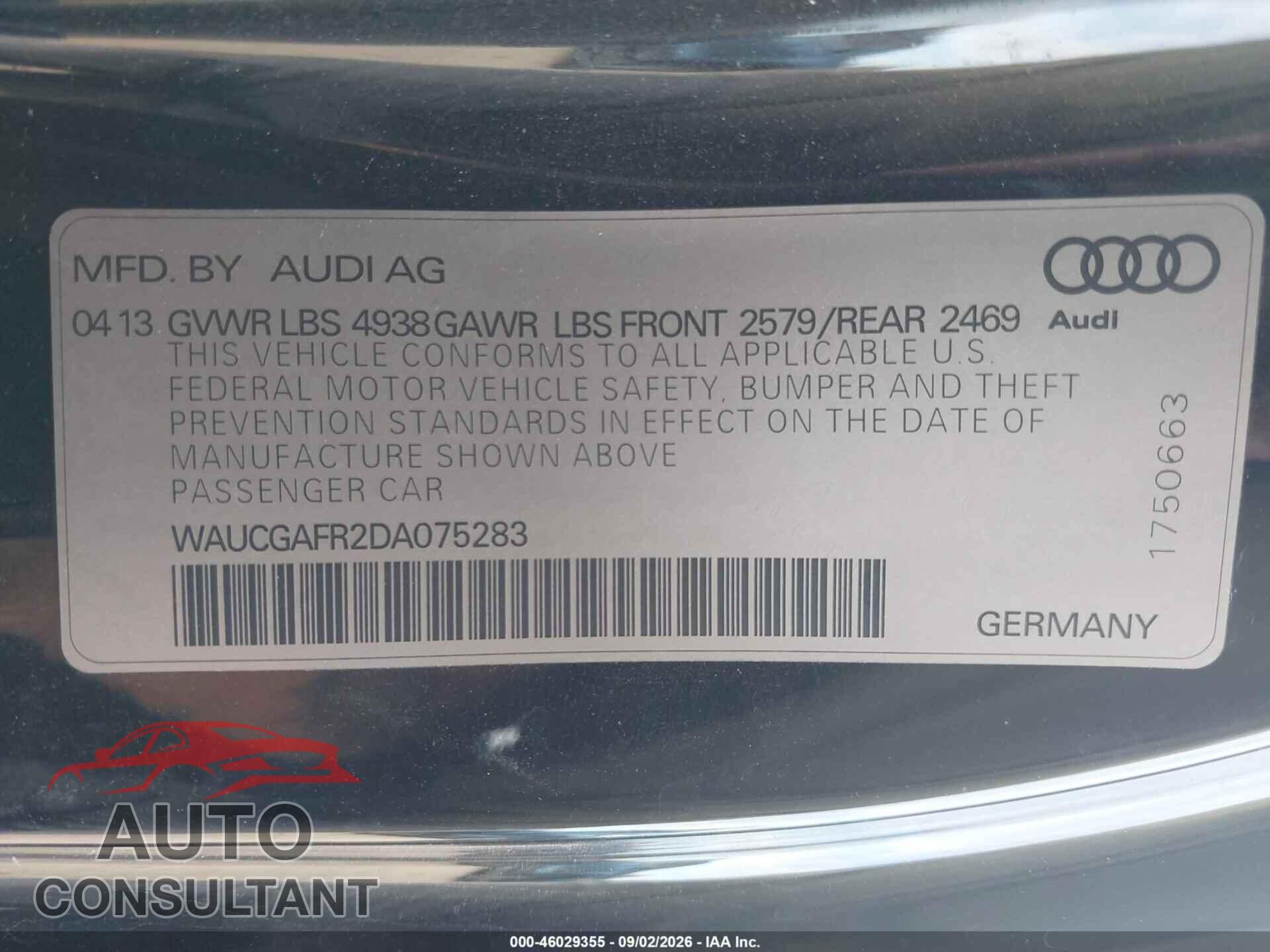 AUDI S5 2013 - WAUCGAFR2DA075283