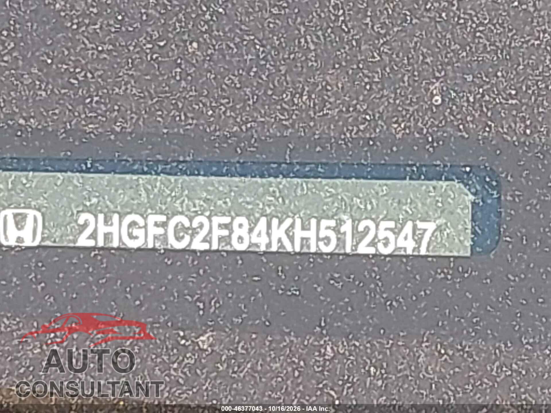 HONDA CIVIC 2019 - 2HGFC2F84KH512547