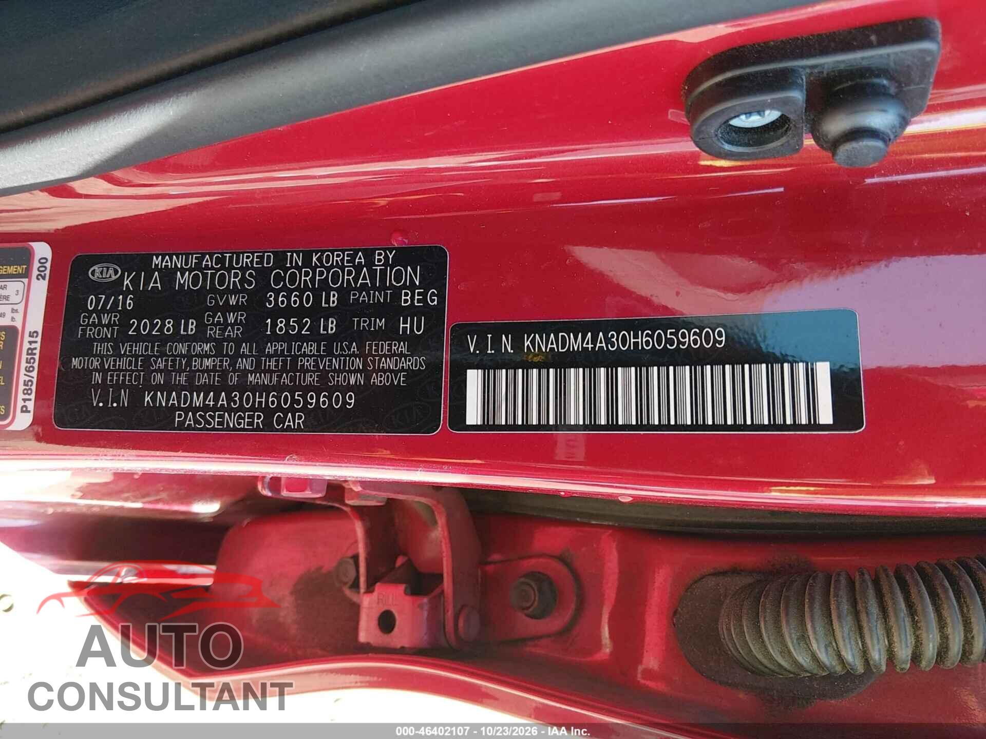 KIA RIO 2017 - KNADM4A30H6059609