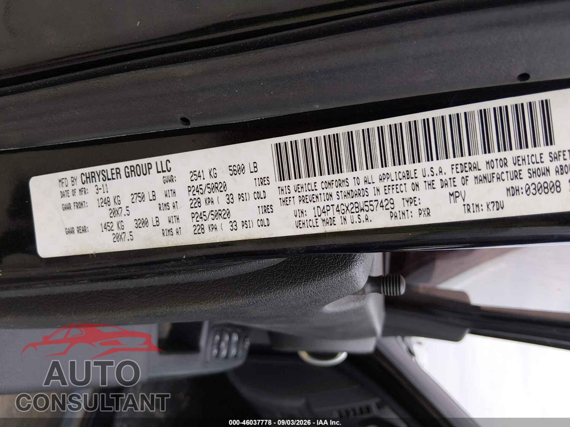 DODGE NITRO 2011 - 1D4PT4GX2BW557429