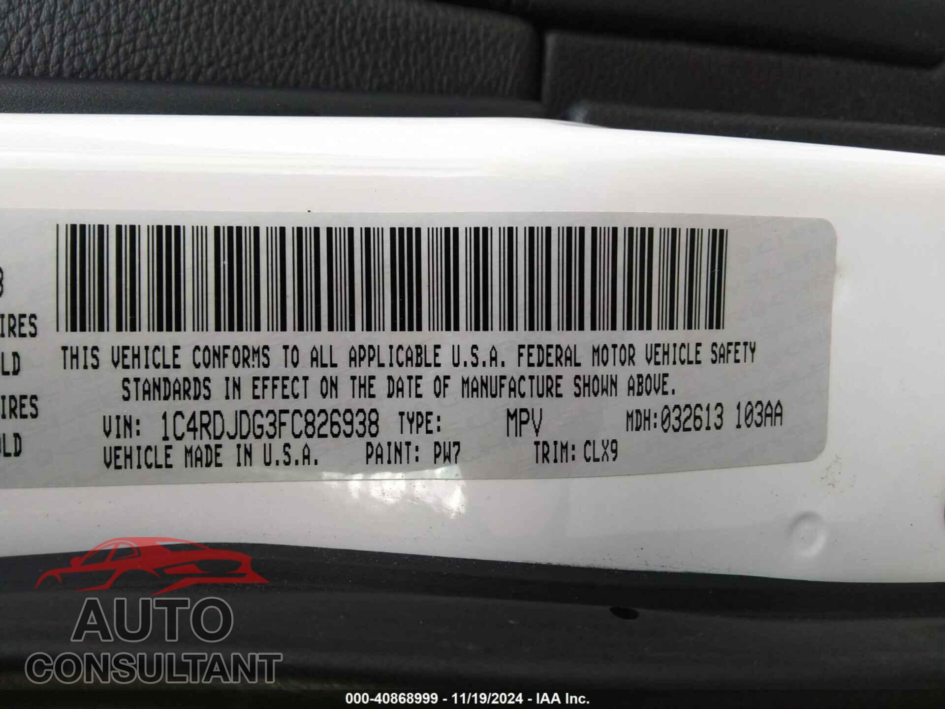 DODGE DURANGO 2015 - 1C4RDJDG3FC826938