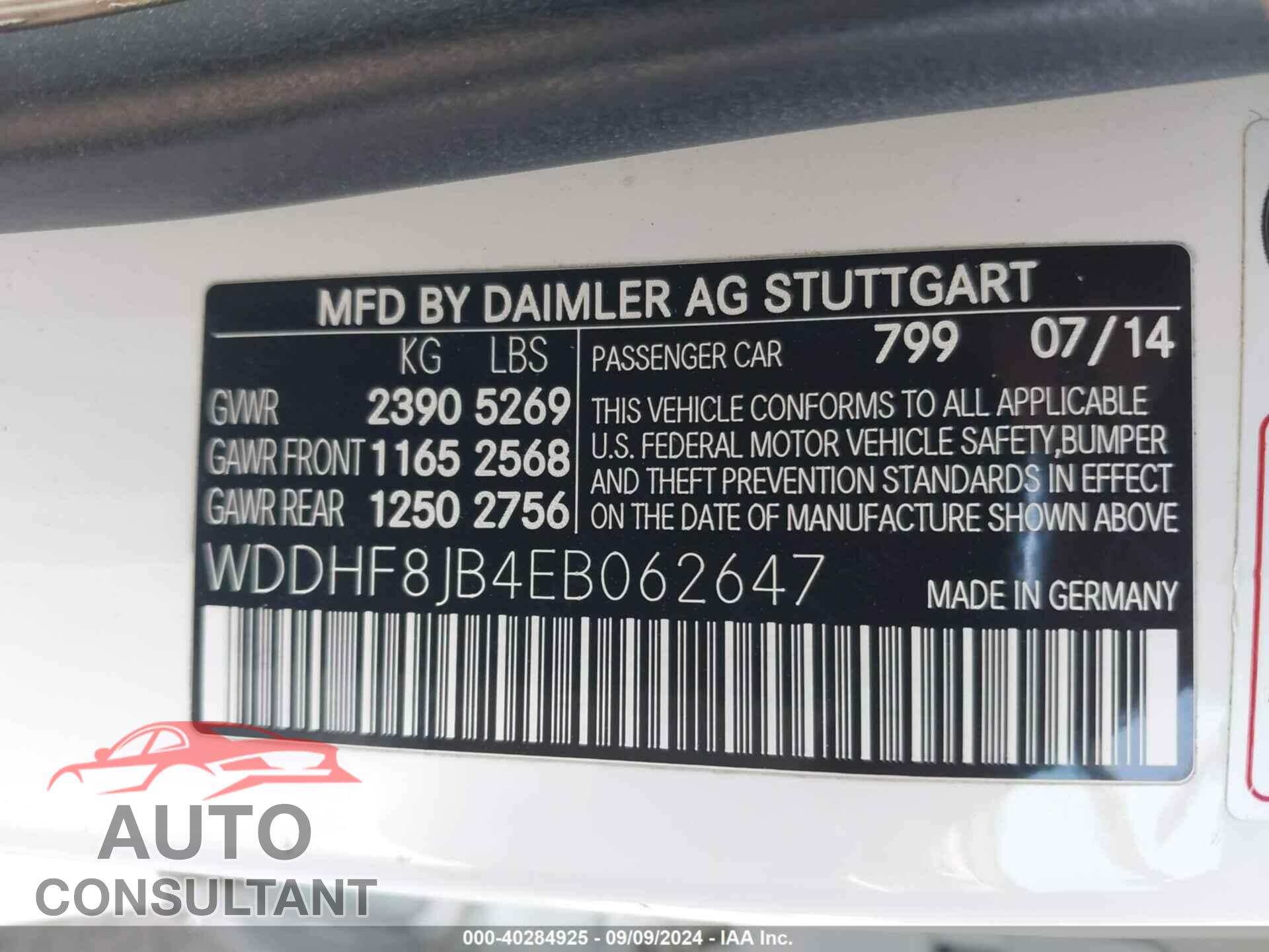 MERCEDES-BENZ E 350 2014 - WDDHF8JB4EB062647