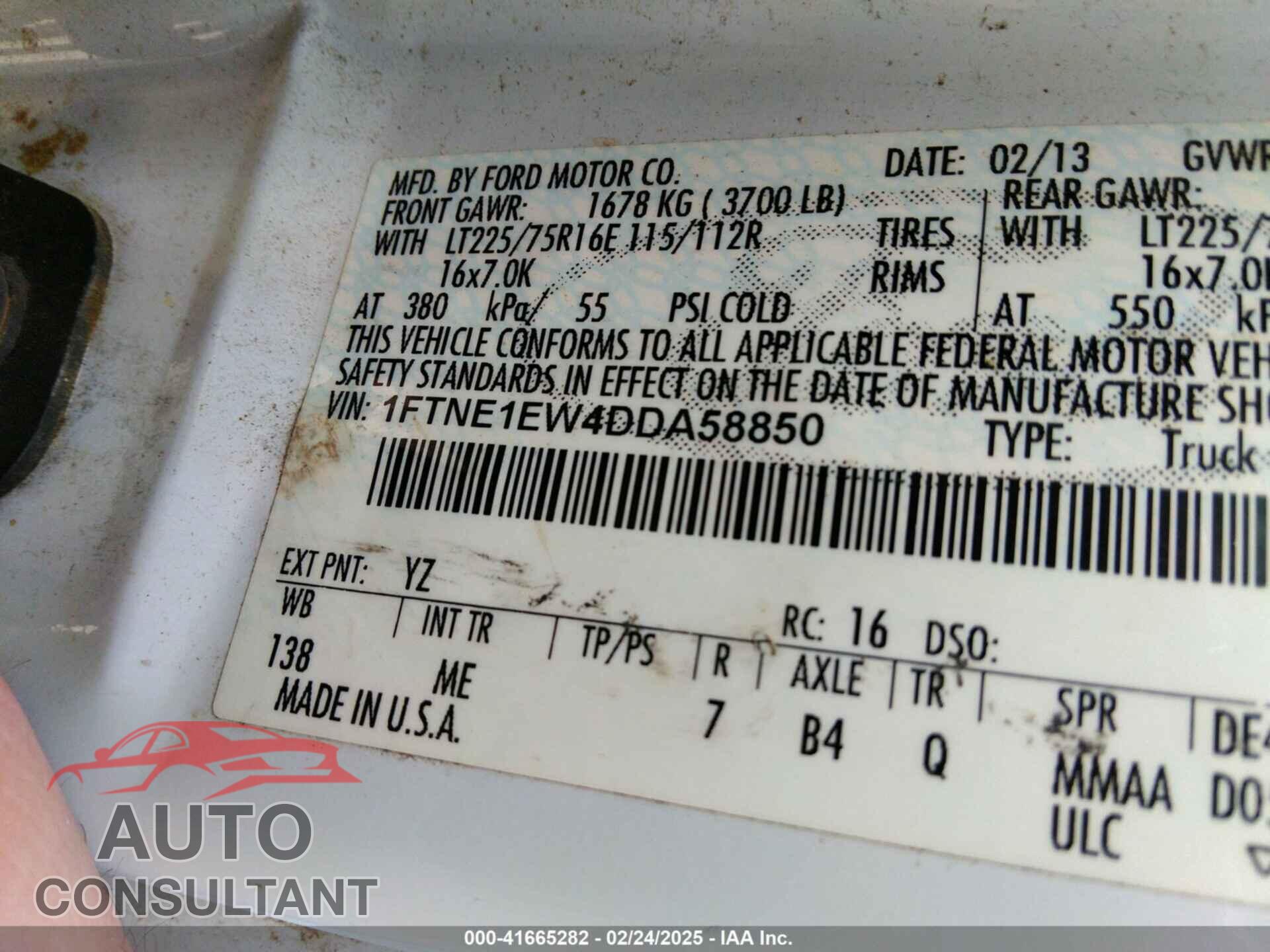 FORD E-150 2013 - 1FTNE1EW4DDA58850