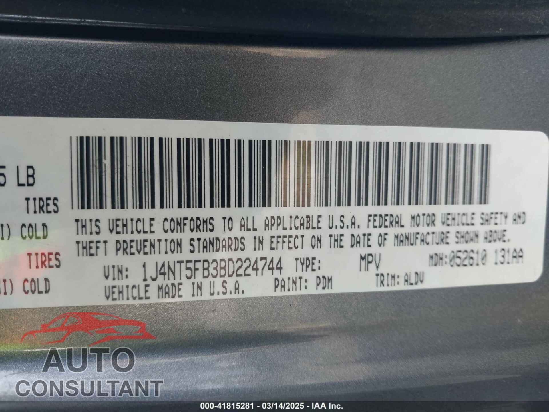 JEEP COMPASS 2011 - 1J4NT5FB3BD224744