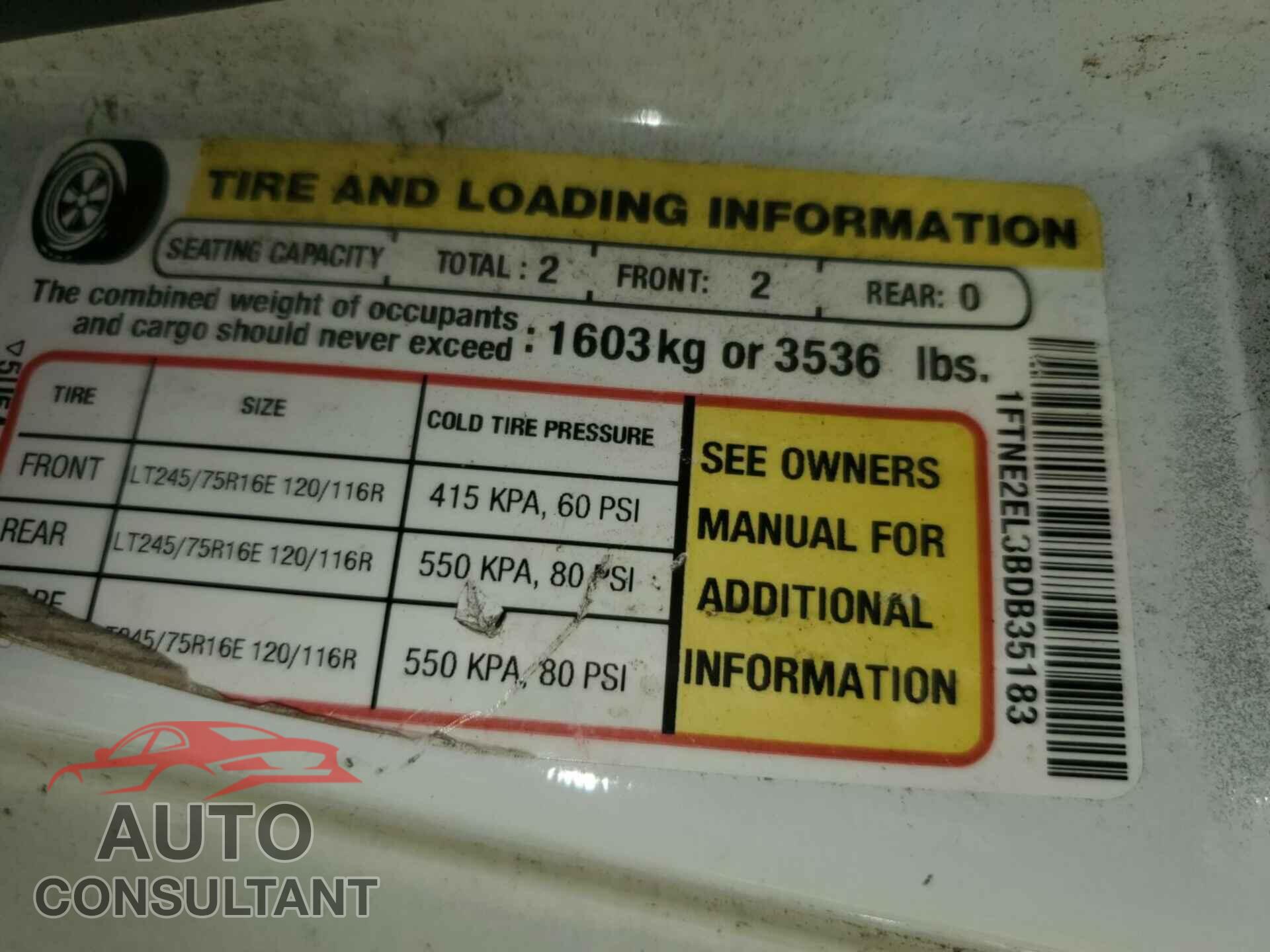 FORD ECONOLINE 2011 - 1FTNE2EL3BDB35183
