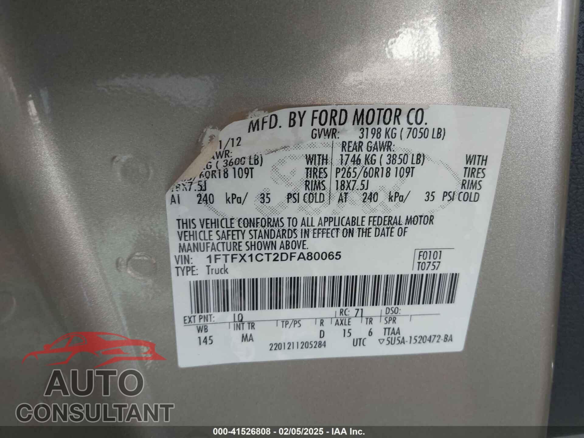 FORD F-150 2013 - 1FTFX1CT2DFA80065