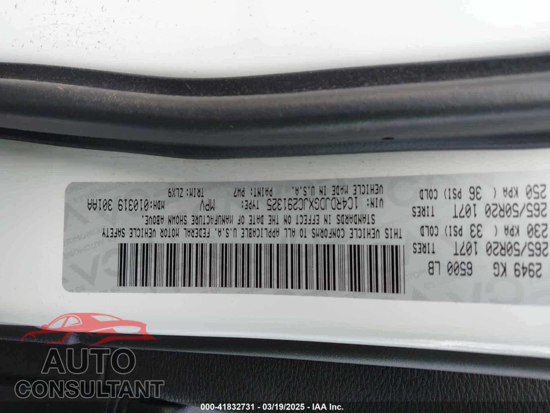 DODGE DURANGO 2018 - 1C4RDJDGXJC291325