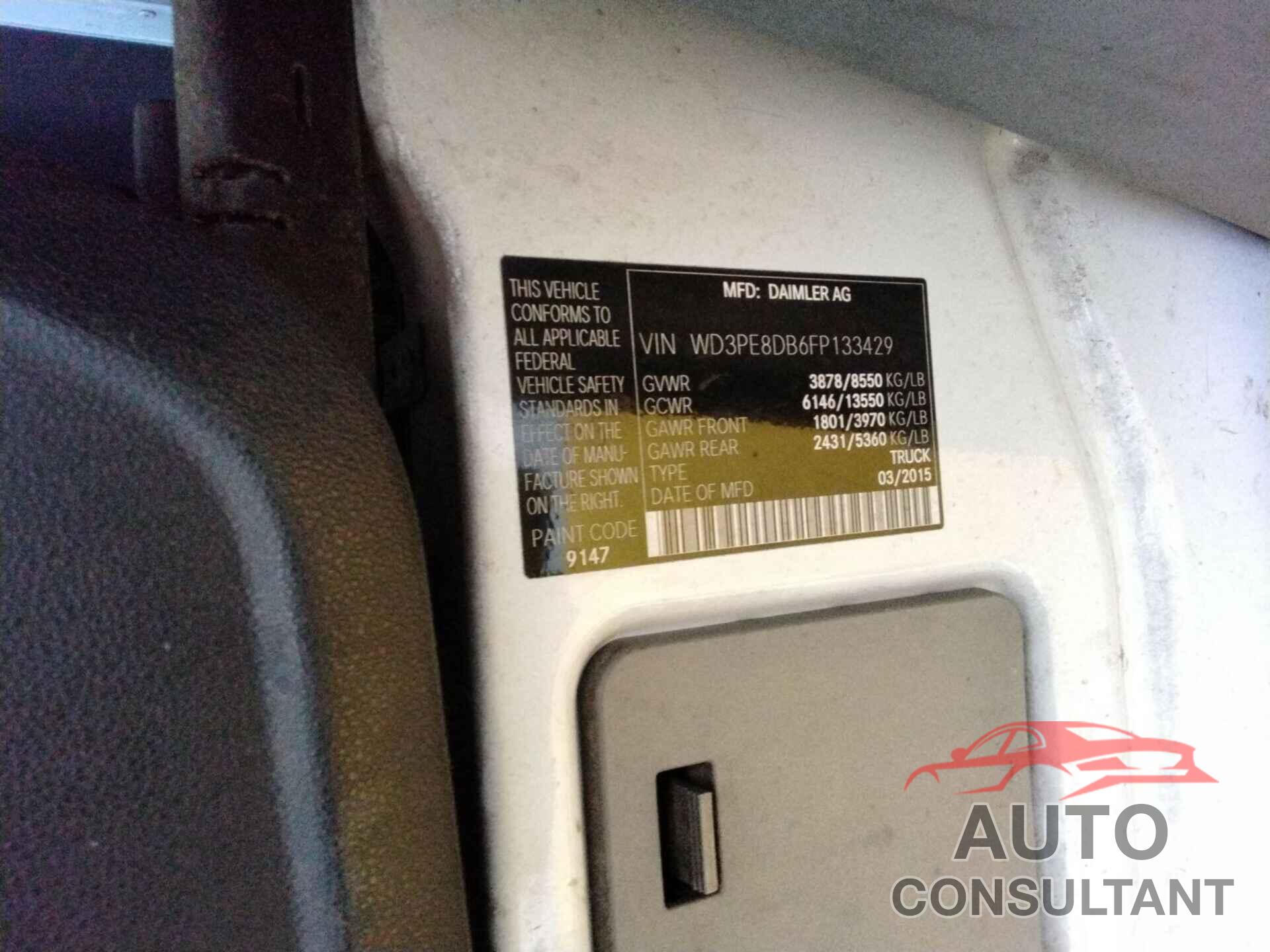 MERCEDES-BENZ SPRINTER 2015 - WD3PE8DB6FP133429