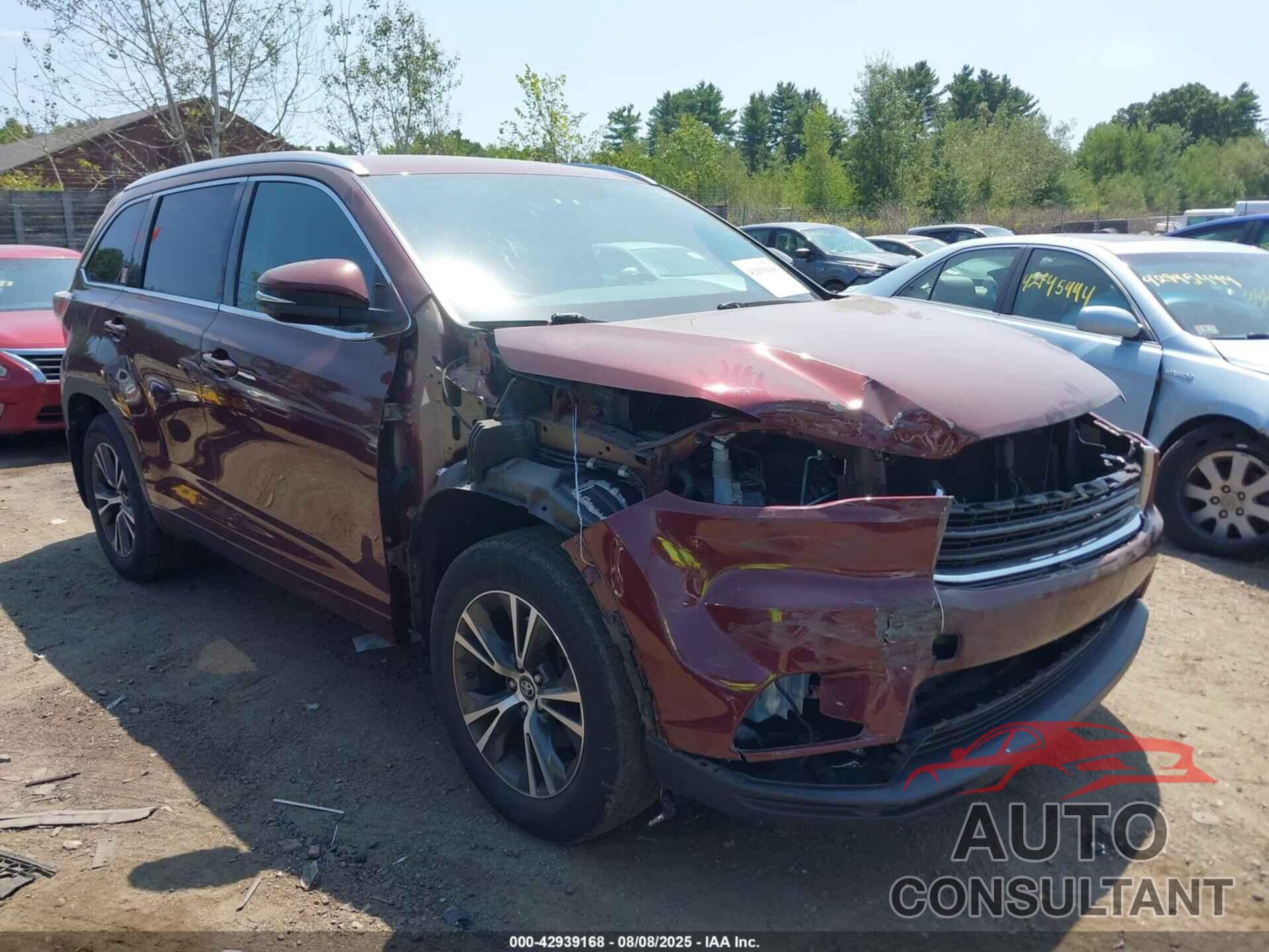 TOYOTA HIGHLANDER 2016 - 5TDJKRFH0GS284155