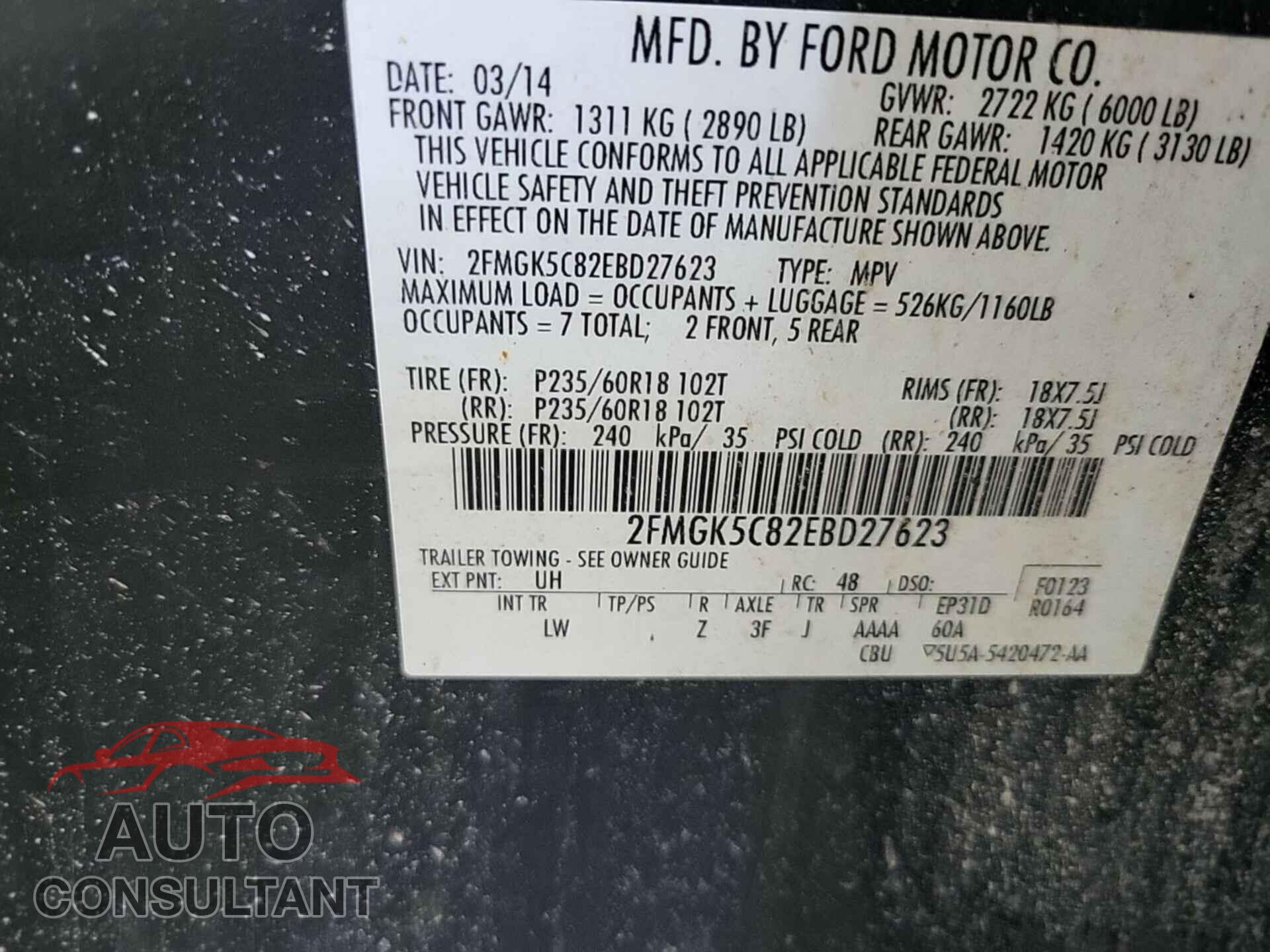 FORD FLEX 2014 - 2FMGK5C82EBD27623