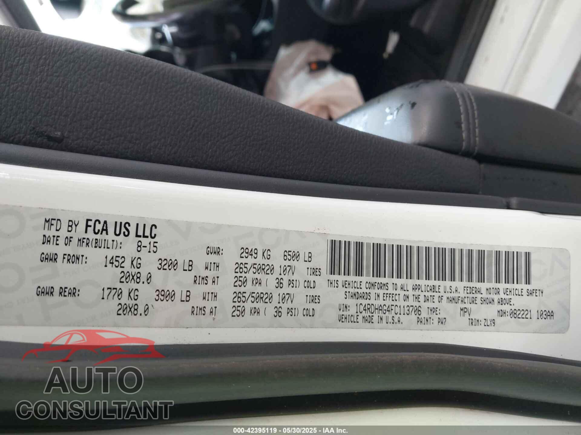 DODGE DURANGO 2015 - 1C4RDHAG4FC113706