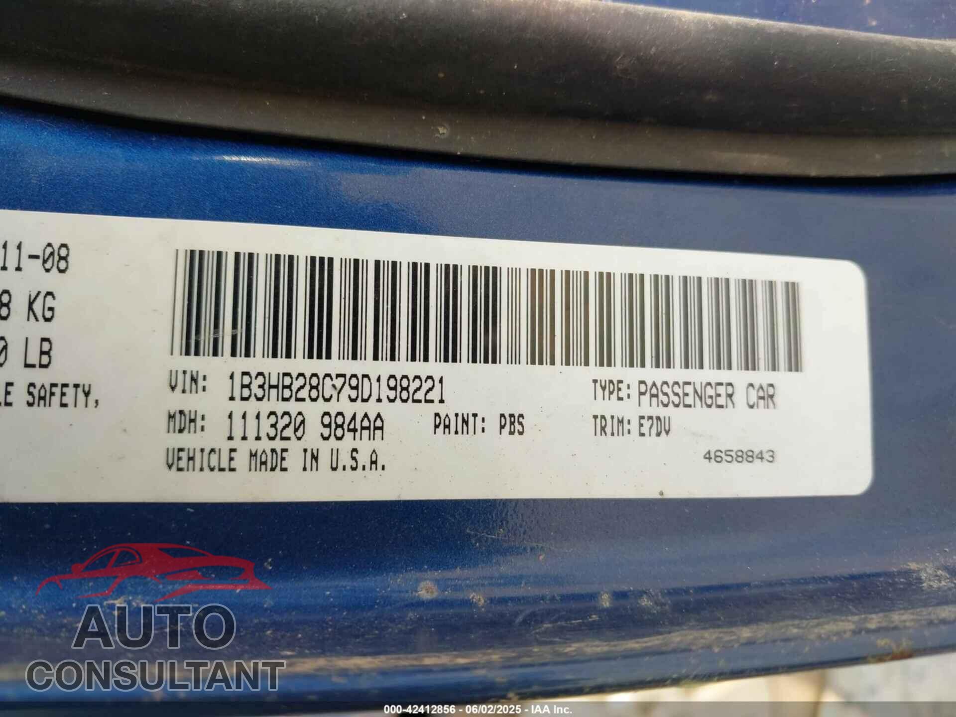 DODGE CALIBER 2009 - 1B3HB28C79D198221