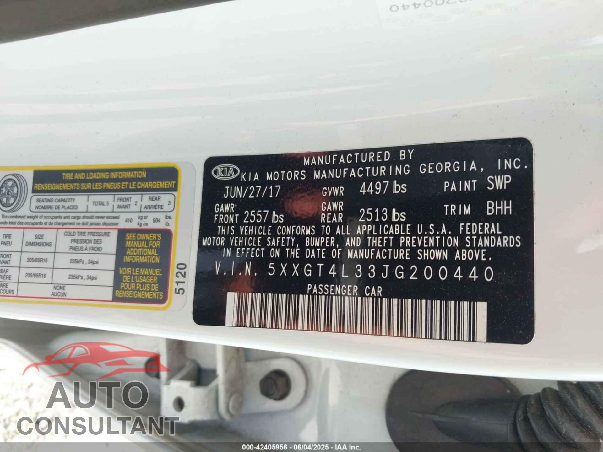 KIA OPTIMA 2018 - 5XXGT4L33JG200440