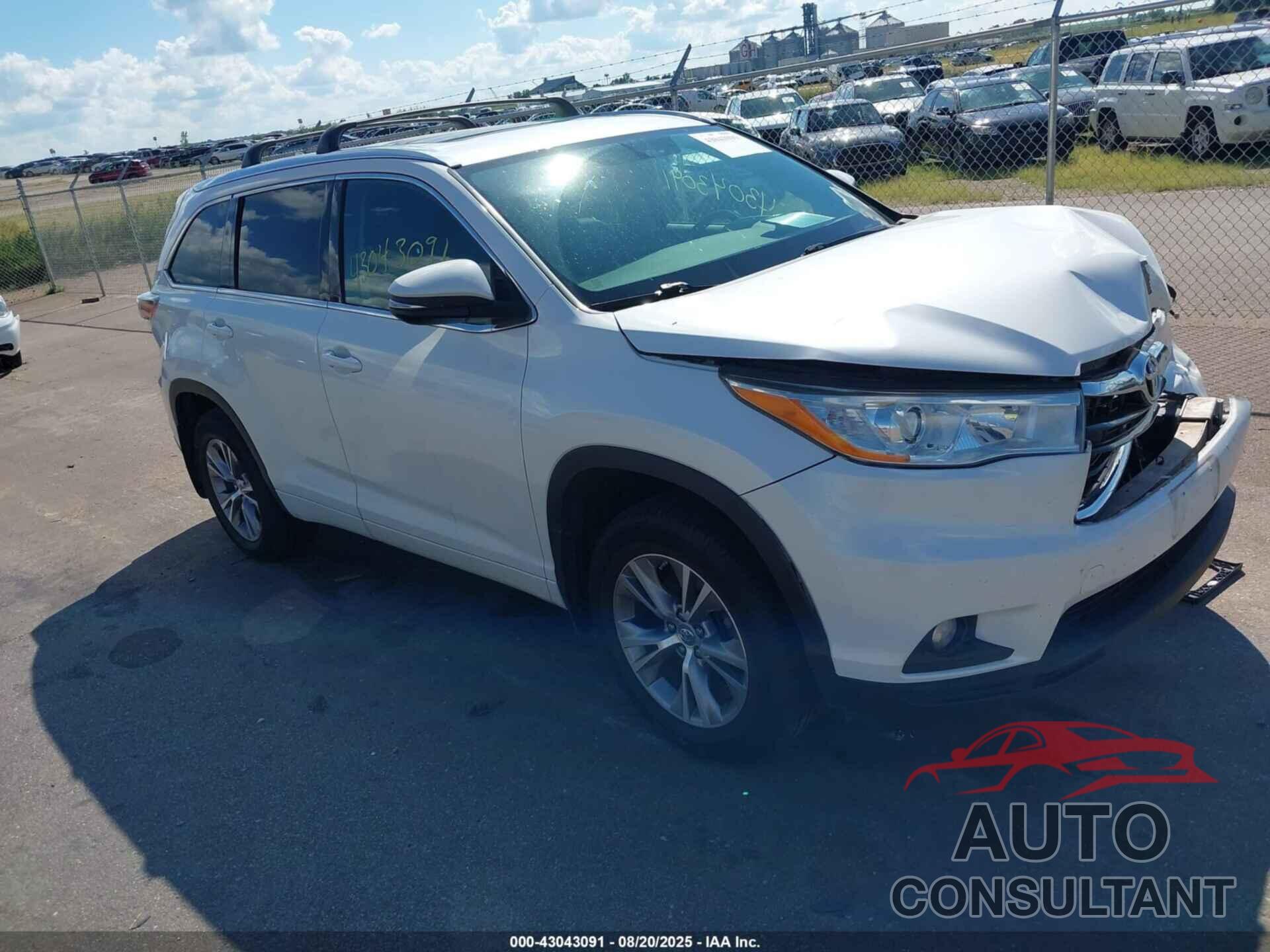 TOYOTA HIGHLANDER 2015 - 5TDJKRFHXFS181341