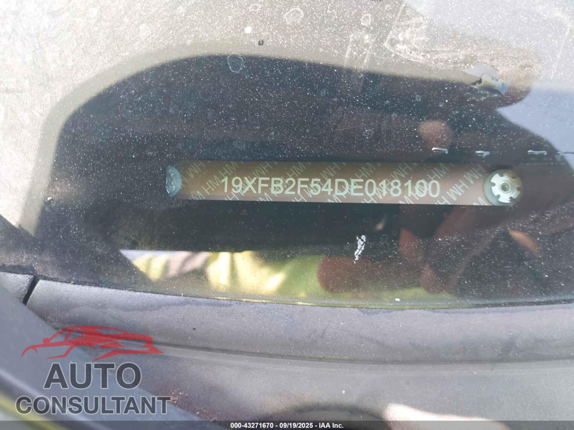 HONDA CIVIC 2013 - 19XFB2F54DE018100