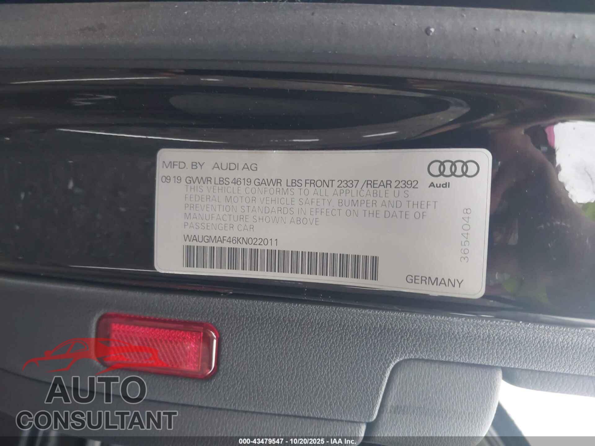 AUDI A4 2019 - WAUGMAF46KN022011