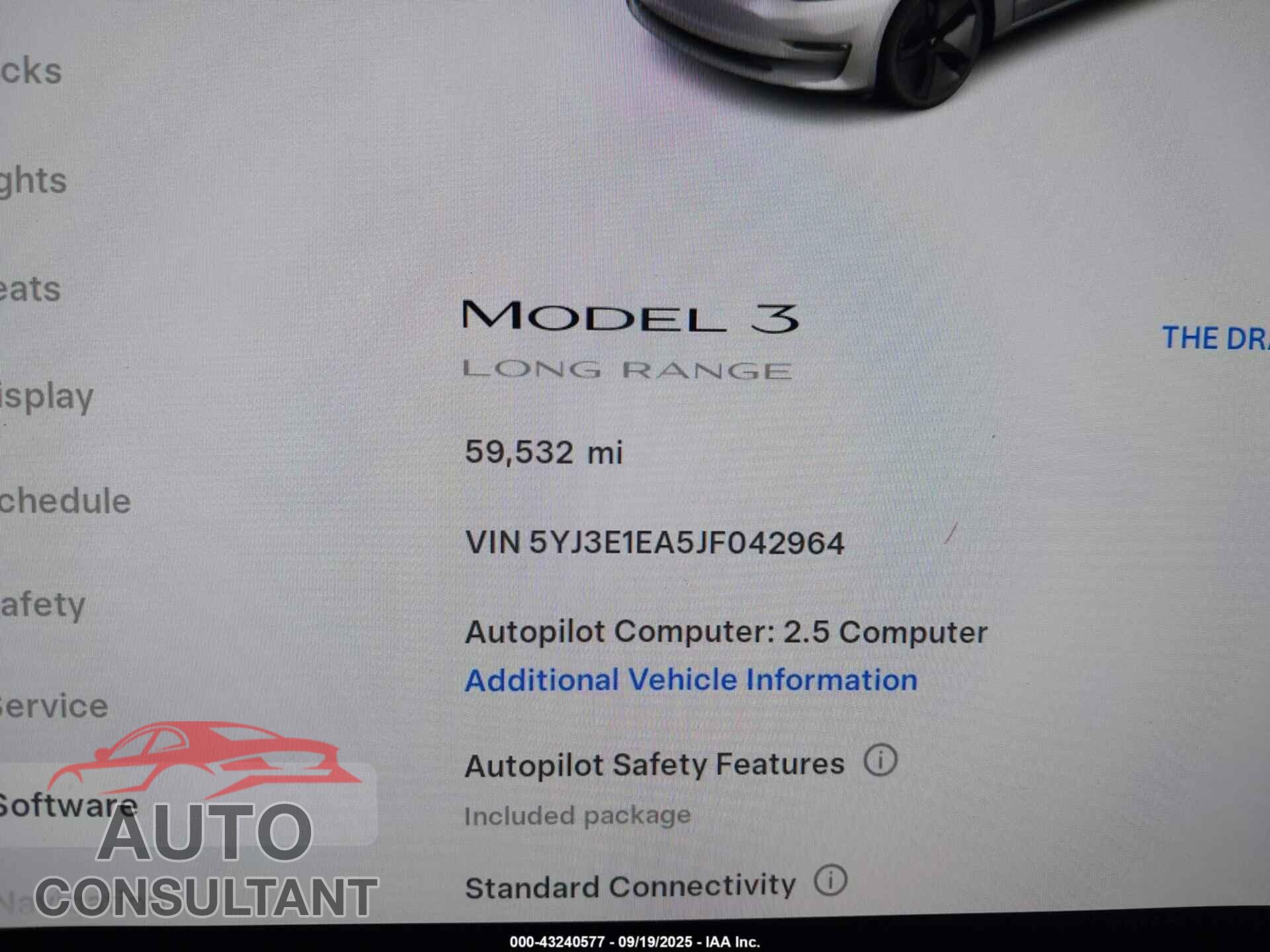 TESLA MODEL 3 2018 - 5YJ3E1EA5JF042964