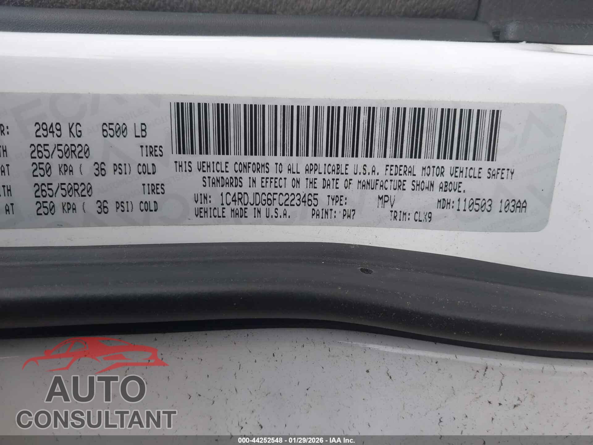 DODGE DURANGO 2015 - 1C4RDJDG6FC223465