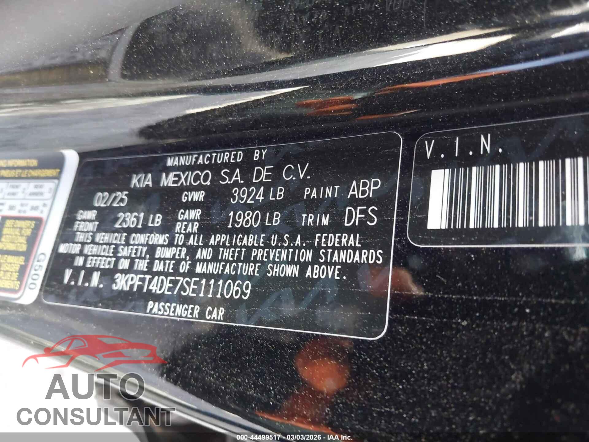 KIA K4 2025 - 3KPFT4DE7SE111069