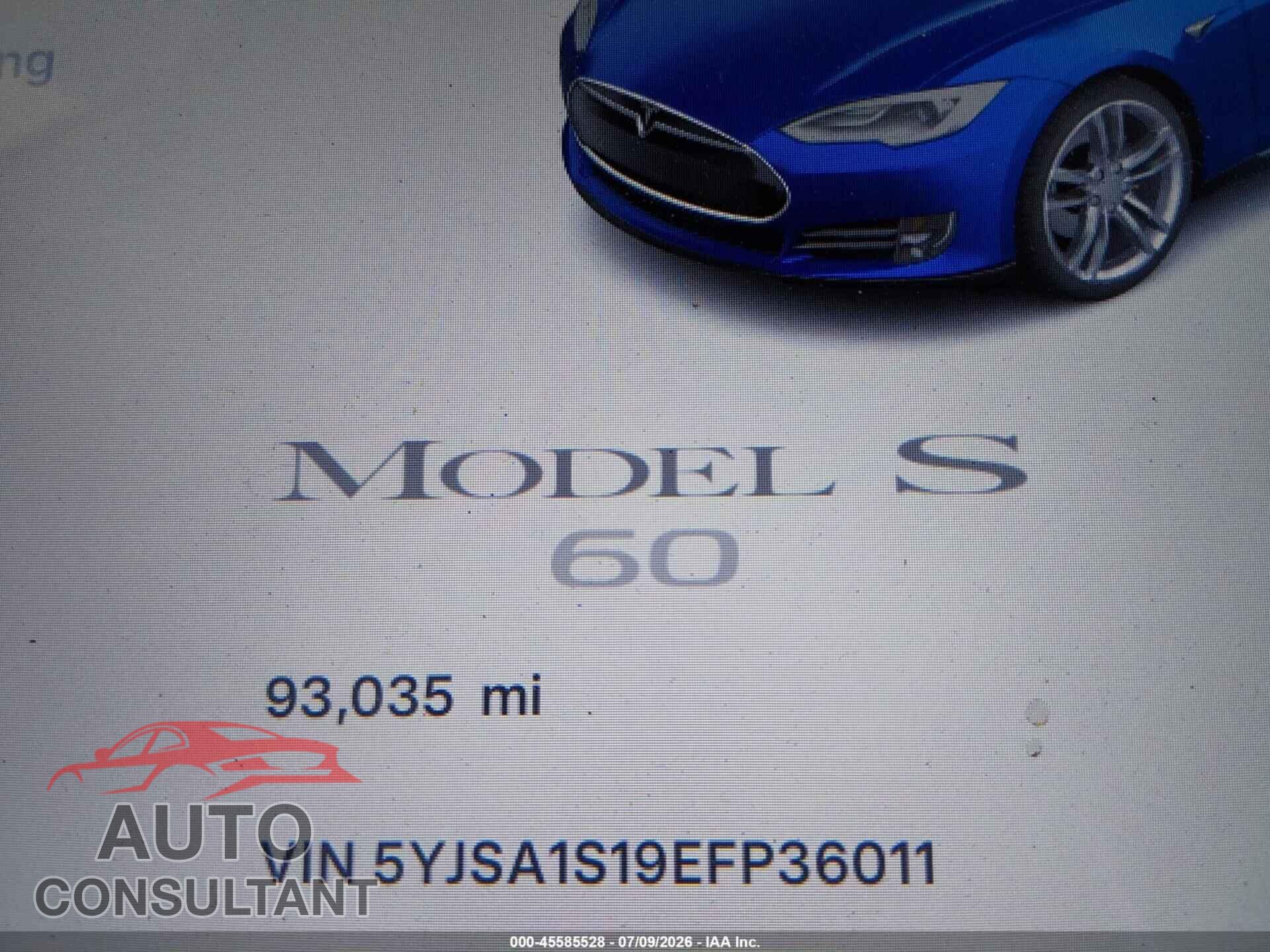 TESLA MODEL S 2014 - 5YJSA1S19EFP36011