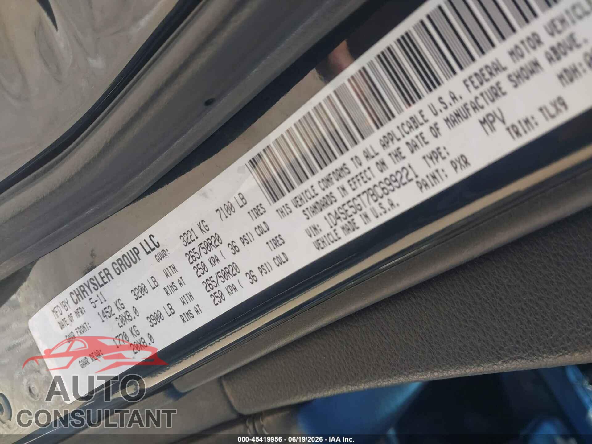 DODGE DURANGO 2011 - 1D4SE5GT7BC699221