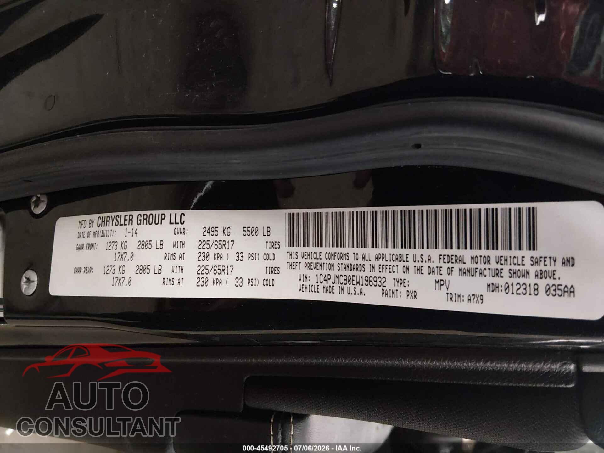 JEEP CHEROKEE 2014 - 1C4PJMCB0EW196932