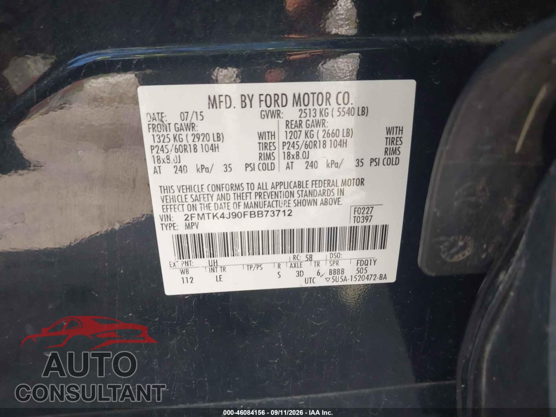 FORD EDGE 2015 - 2FMTK4J90FBB73712