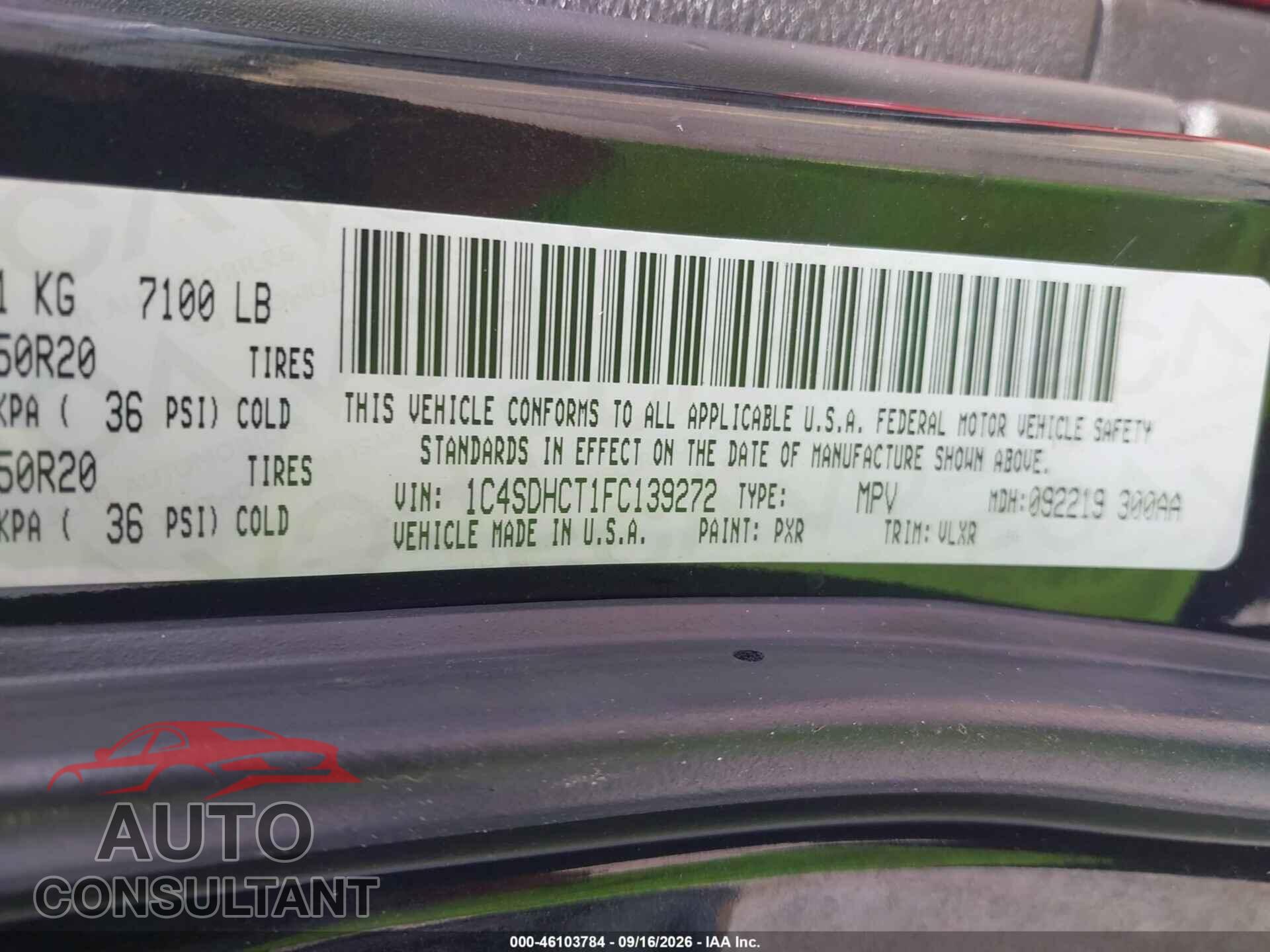DODGE DURANGO 2015 - 1C4SDHCTIFC139272
