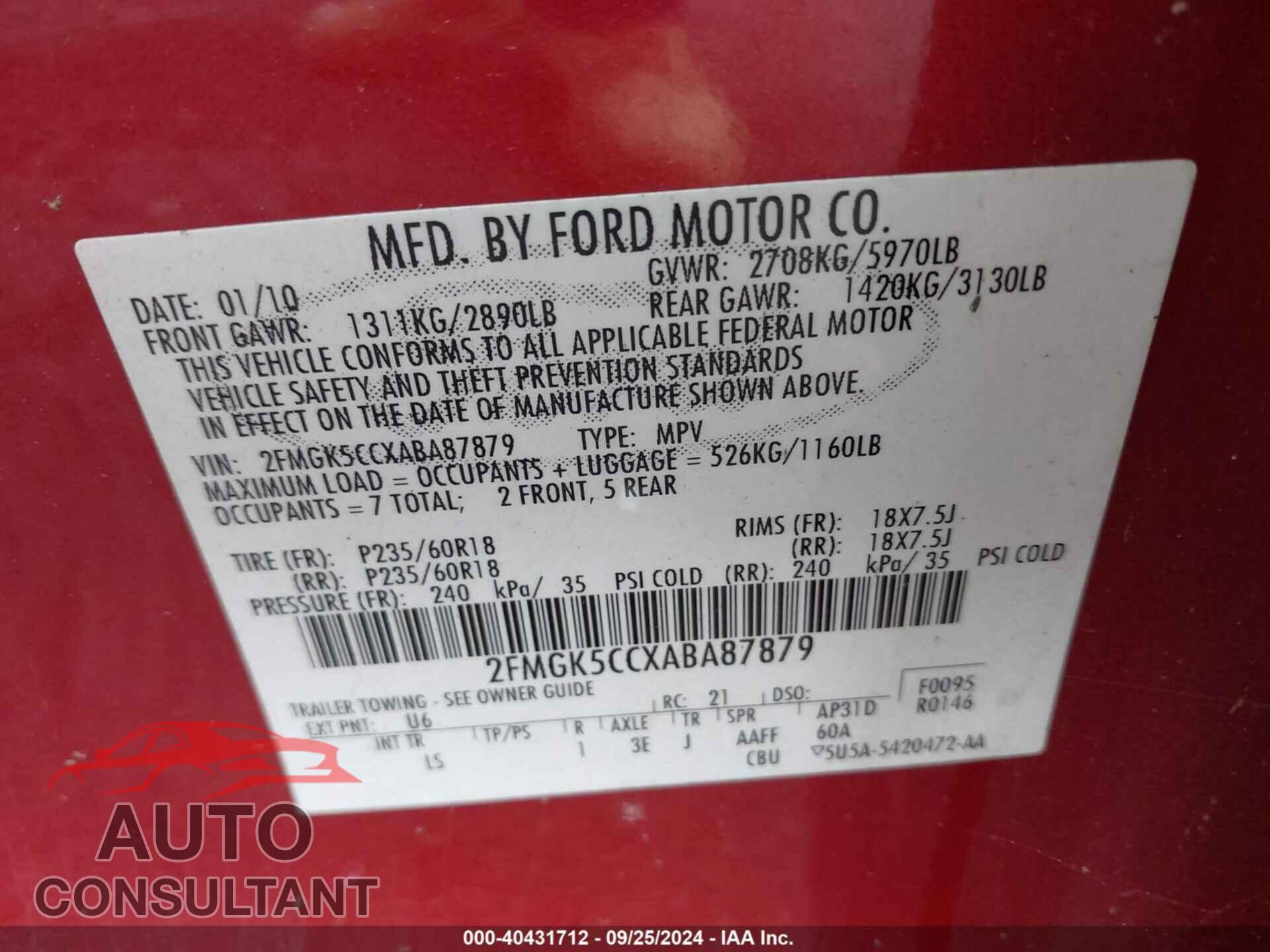 FORD FLEX 2017 - 2FMGK5B84HBA03448