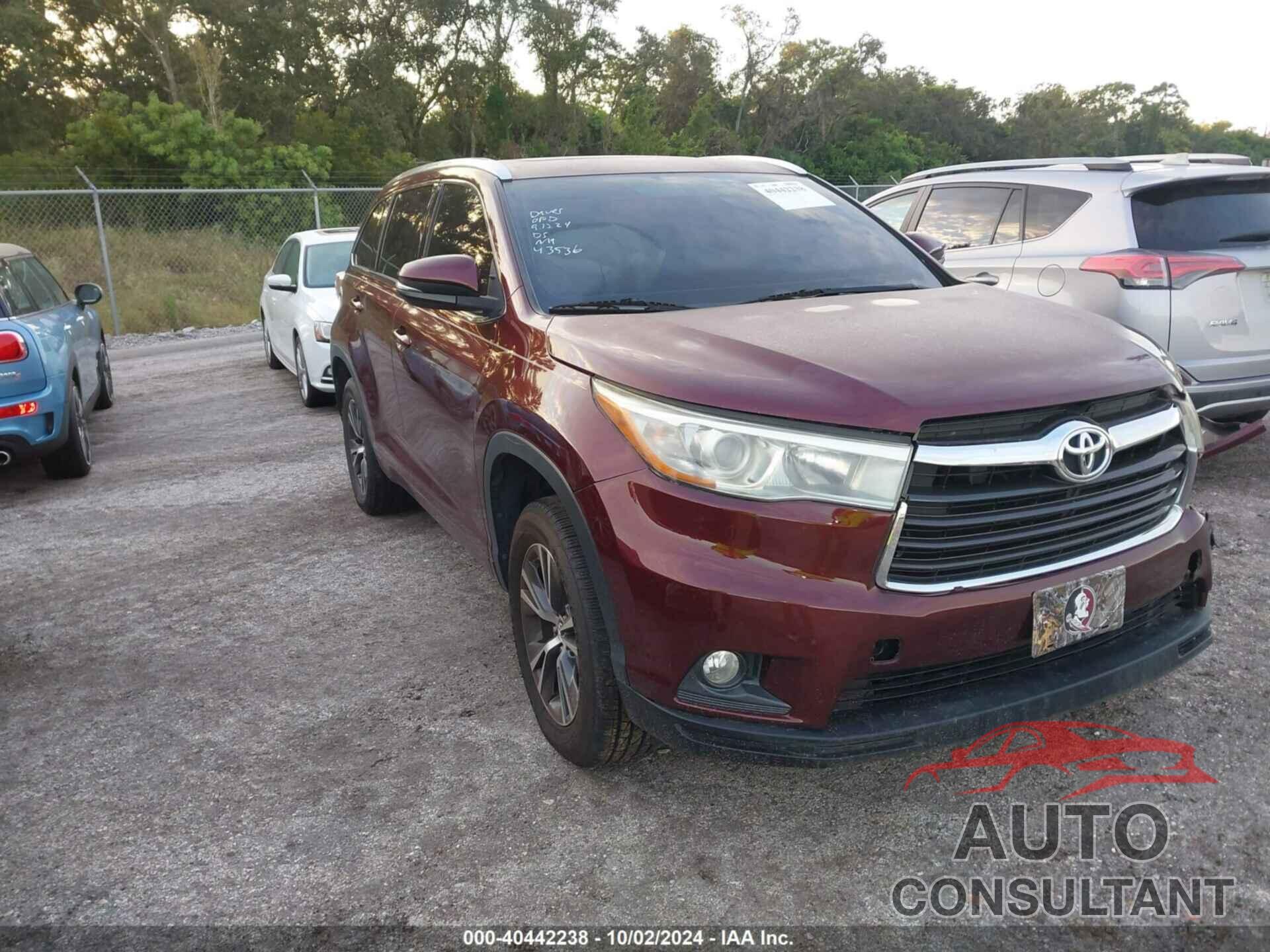 TOYOTA HIGHLANDER 2016 - 5TDKKRFH5GS161343