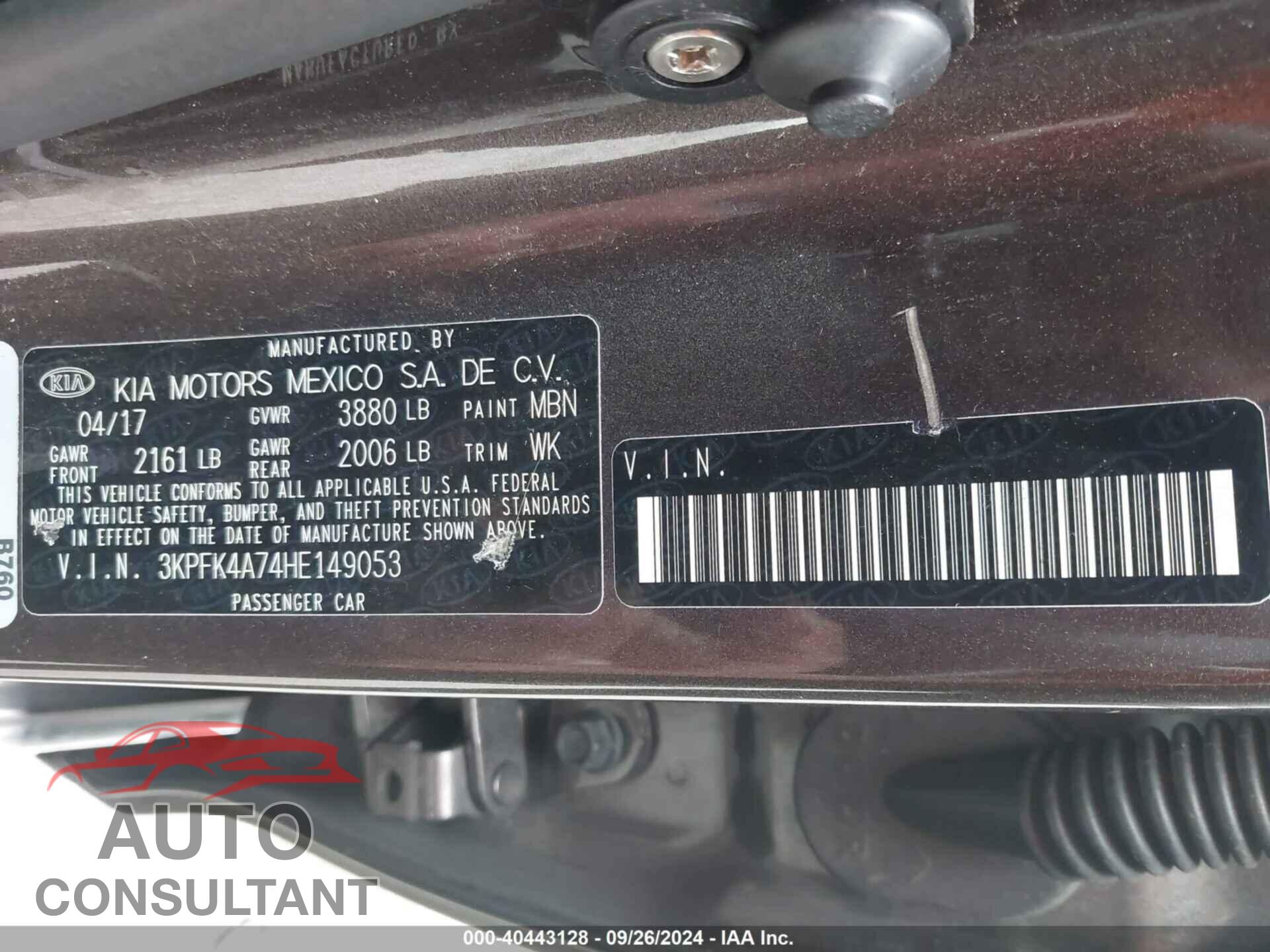 KIA FORTE 2017 - 3KPFK4A74HE149053