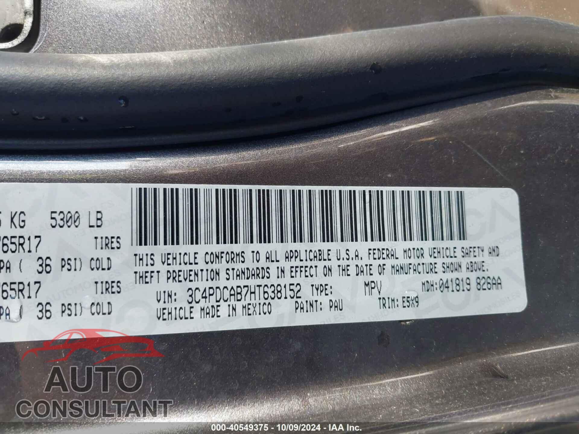DODGE JOURNEY 2017 - 3C4PDCAB7HT638152