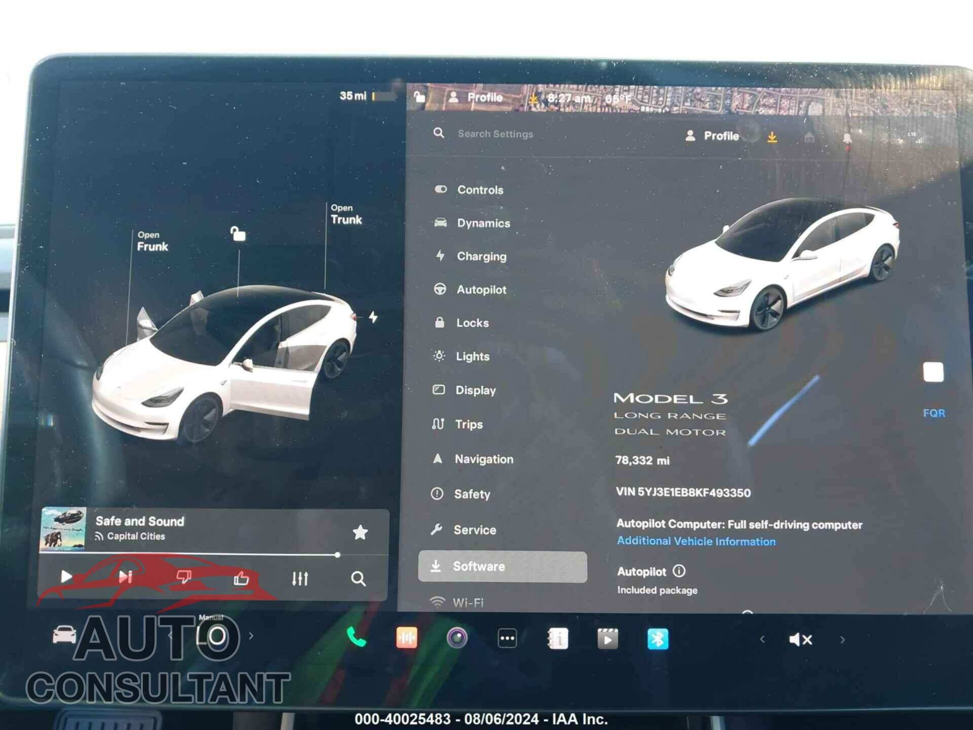 TESLA MODEL 3 2019 - 5YJ3E1EB8KF493350