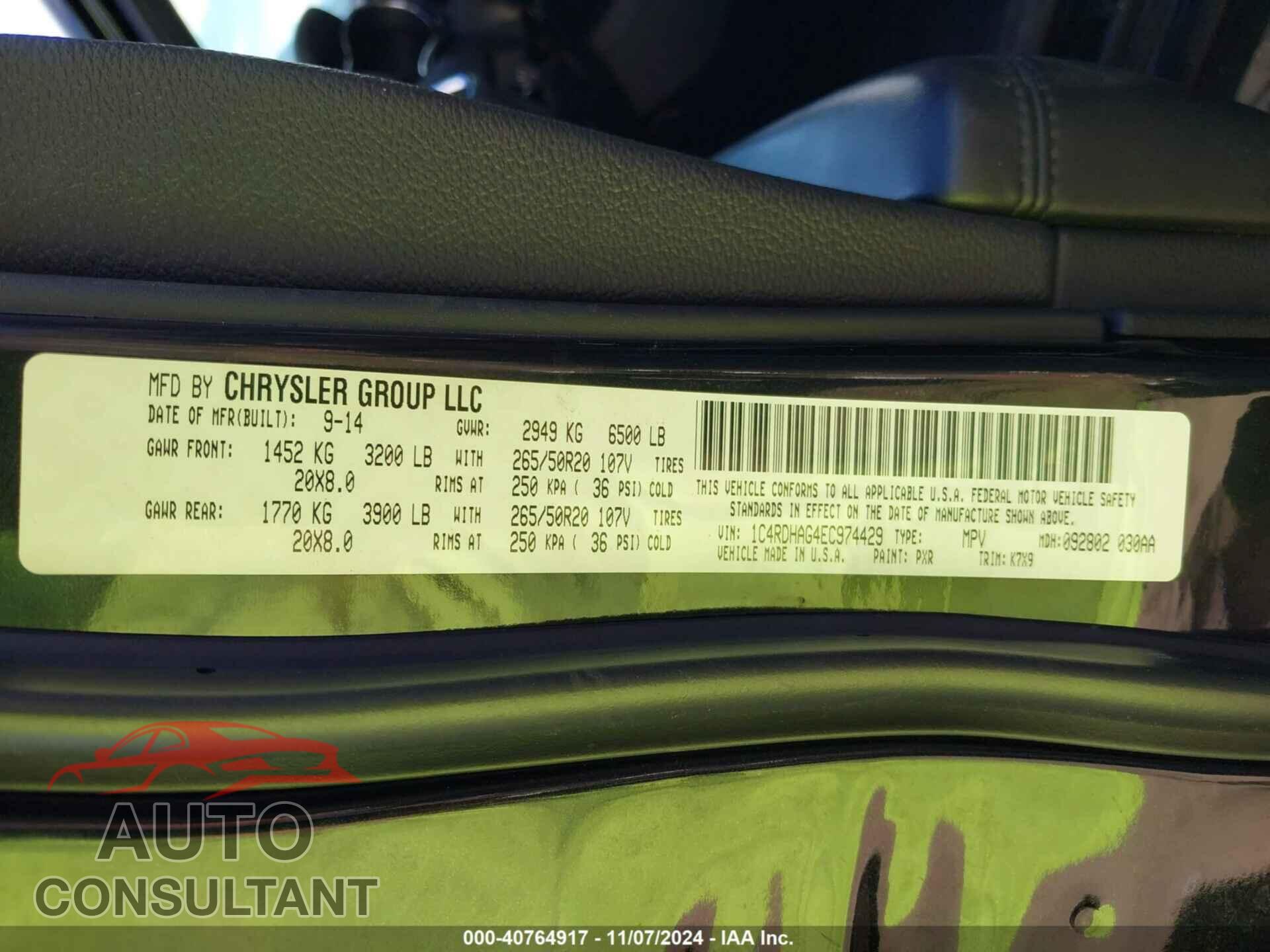 DODGE DURANGO 2014 - 1C4RDHAG4EC974429