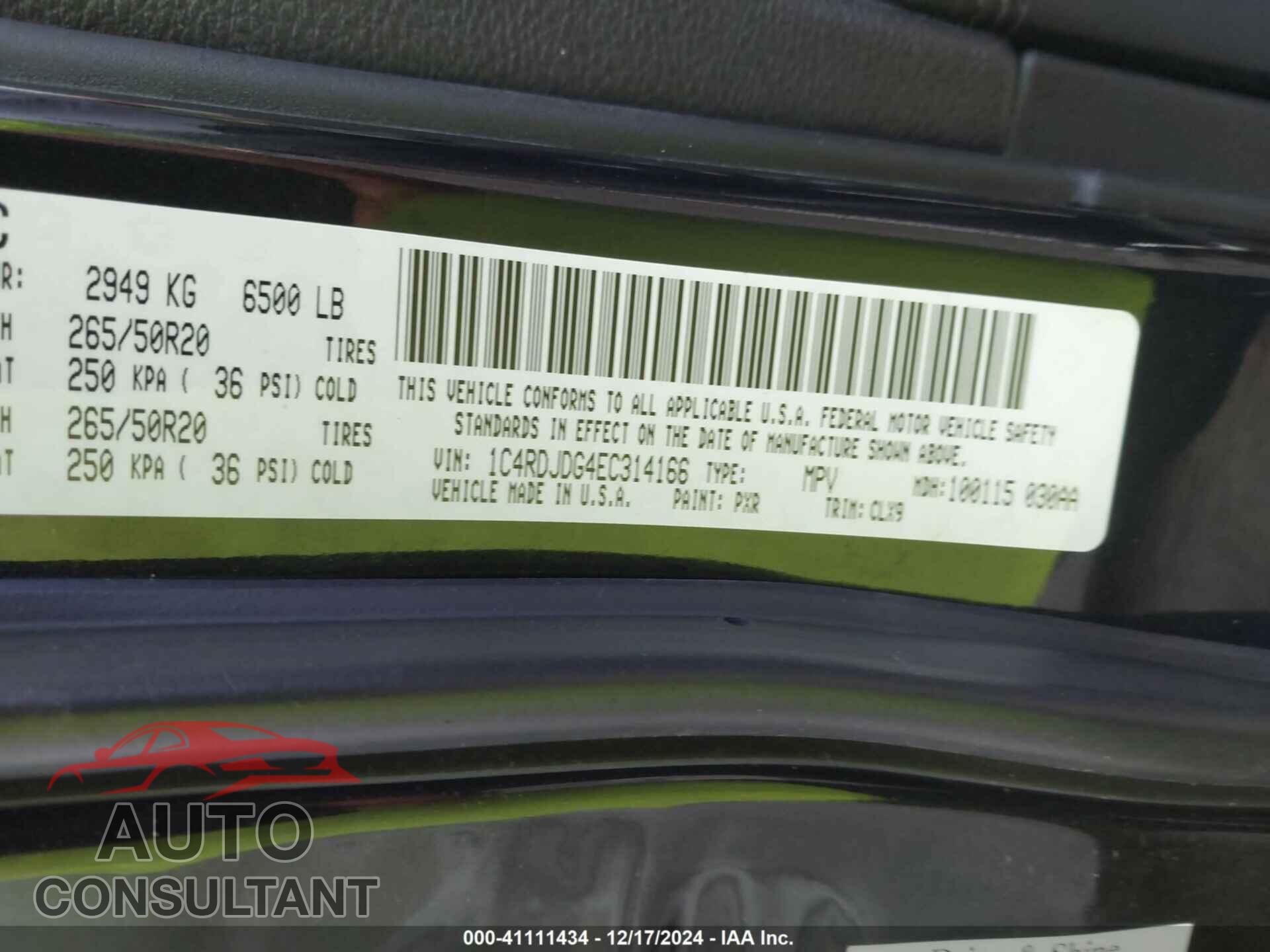 DODGE DURANGO 2014 - 1C4RDJDG4EC314166