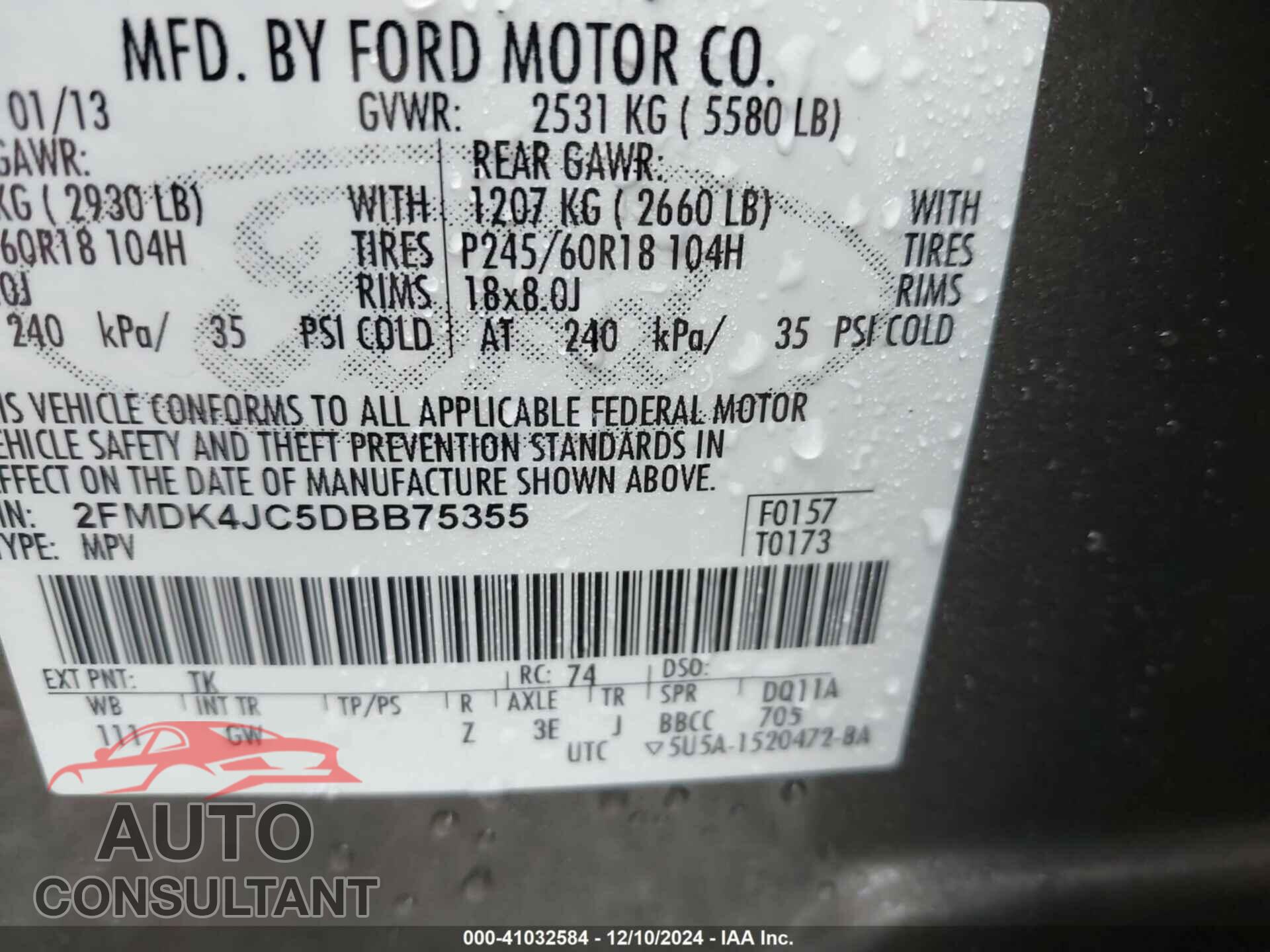 FORD EDGE 2013 - 2FMDK4JC5DBB75355
