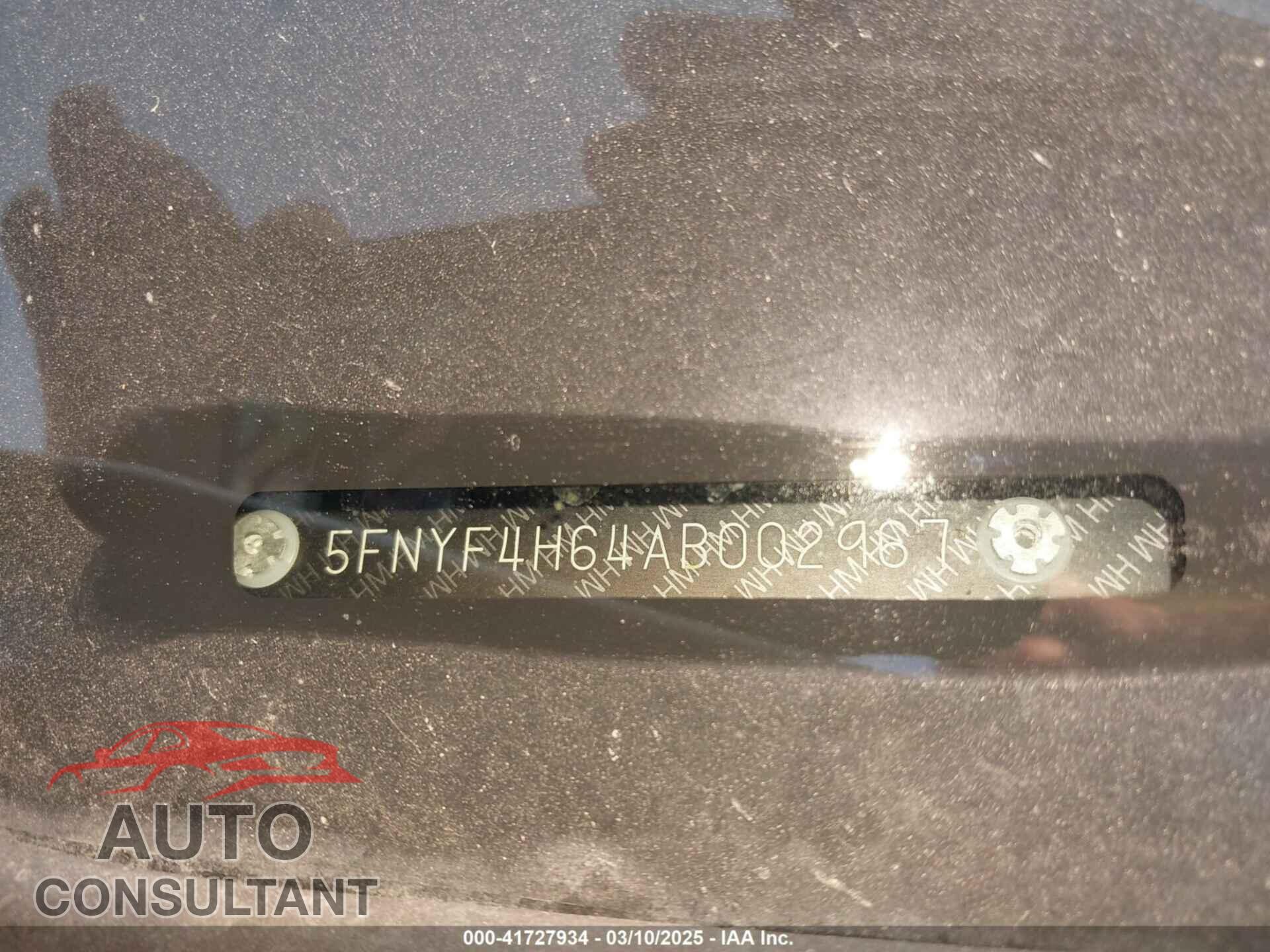 HONDA PILOT 2010 - 5FNYF4H64AB002967