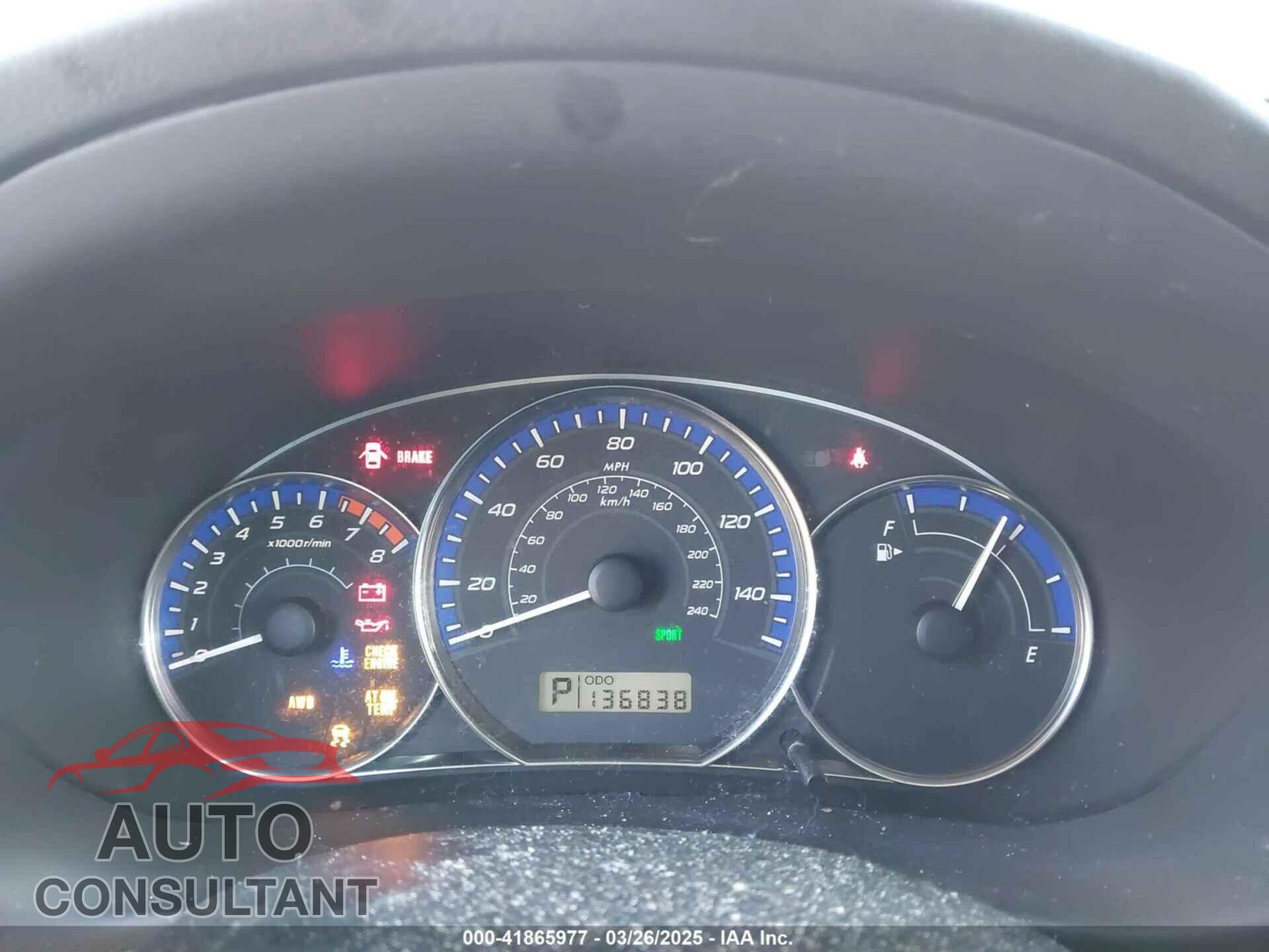 SUBARU FORESTER 2012 - JF2SHBDC4CH445642