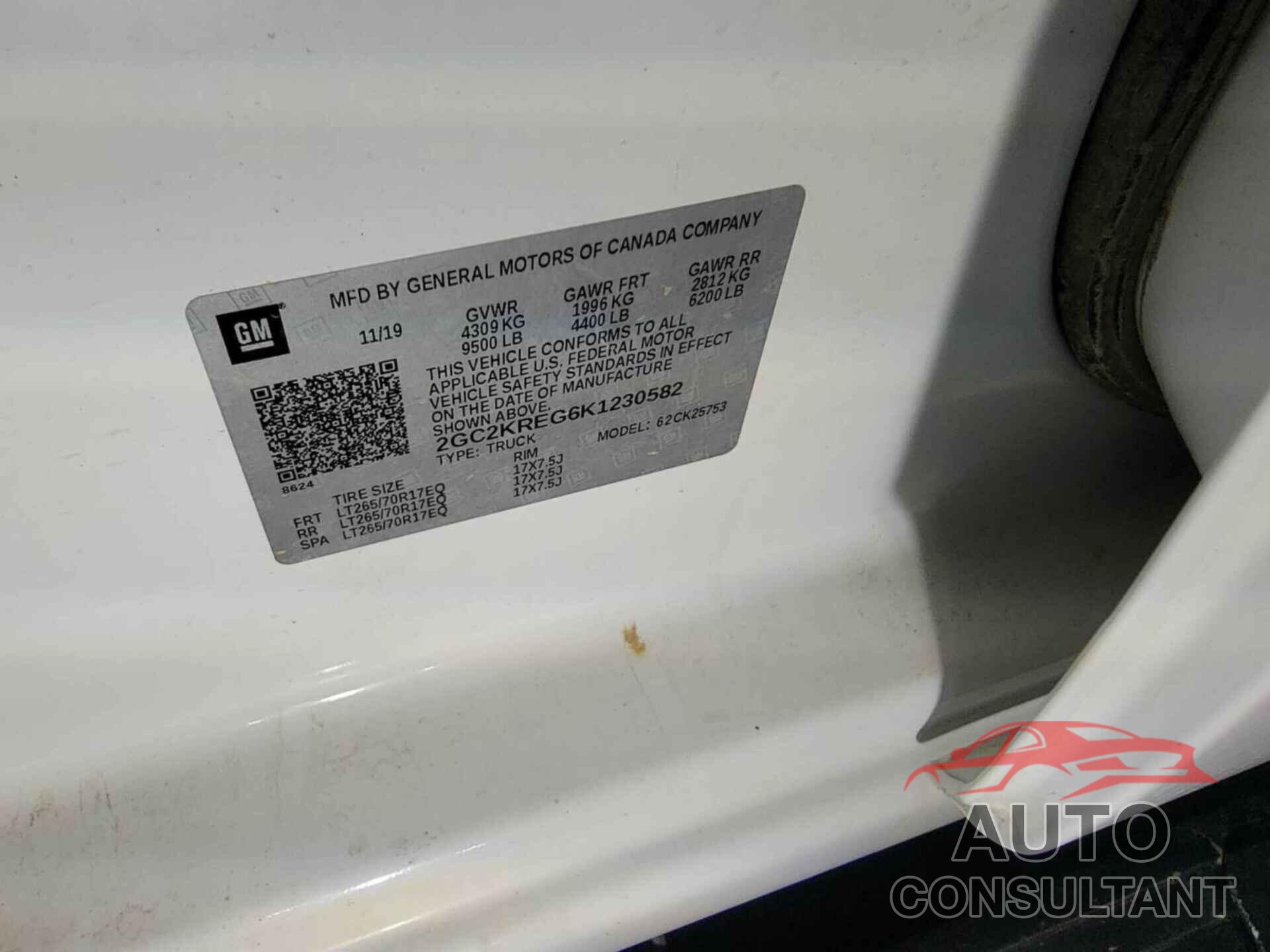 CHEVROLET SILVERADO 2500HD 2019 - 2GC2KREG6K1230582