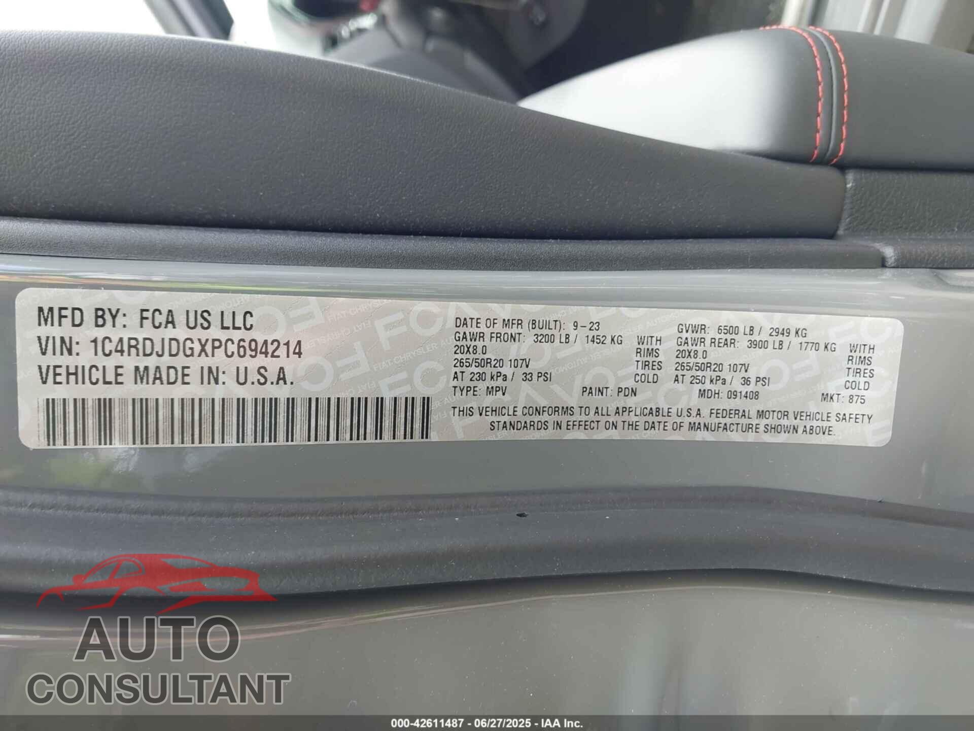 DODGE DURANGO 2023 - 1C4RDJDGXPC694214